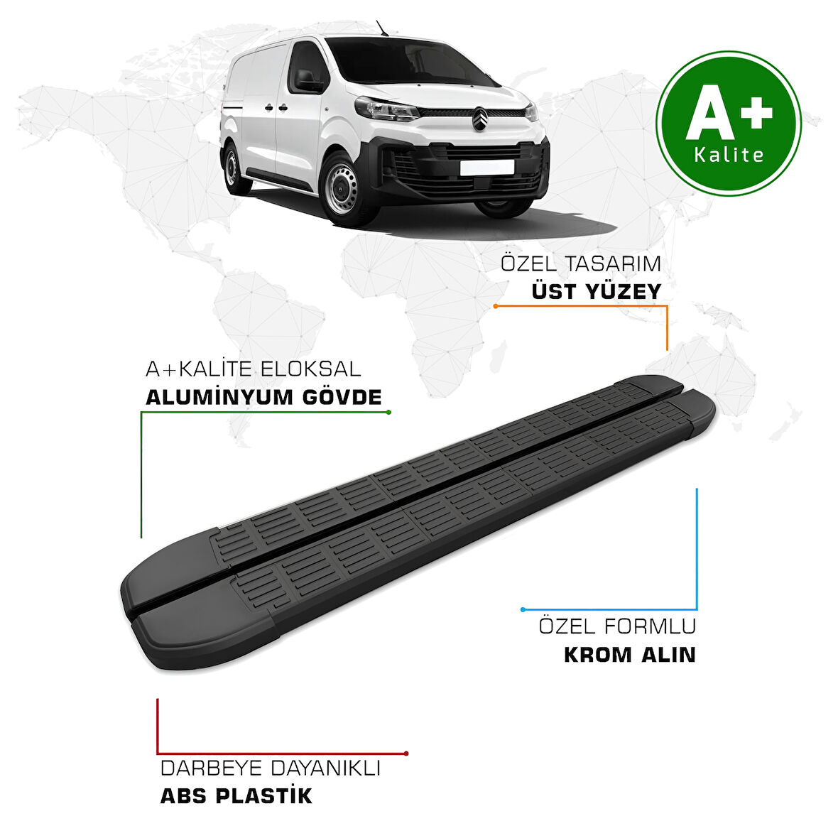 Citroen Jumpy Yan Basamak Kısa Şasi 2017 Model ve Sonrası S-Line Siyah