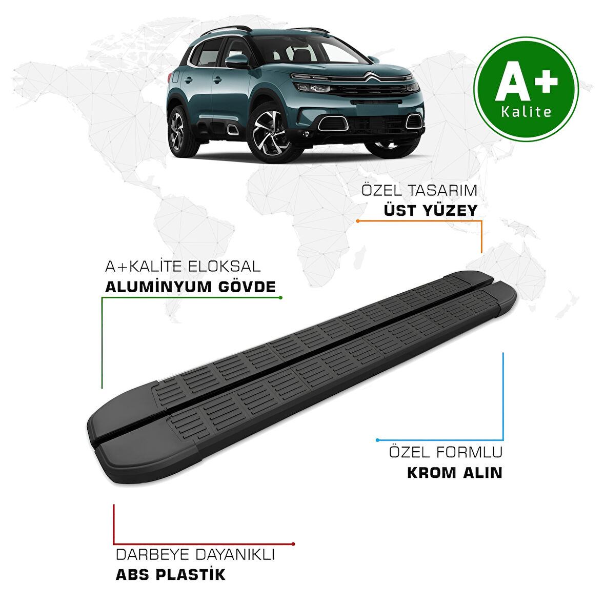 Citroen C5 Aircross Yan Basamak 2019 Model ve Sonrası S-Line Siyah