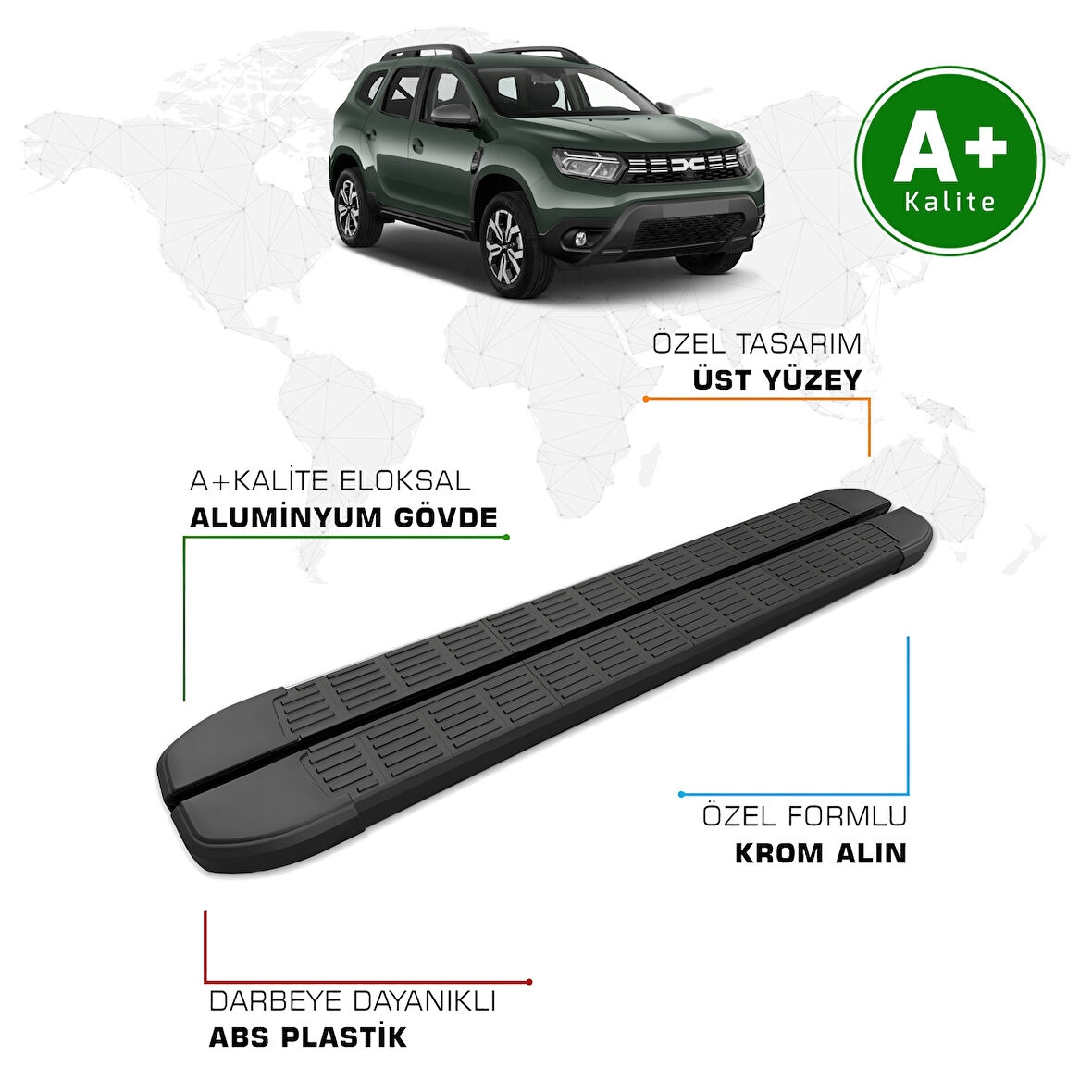 Dacia Duster Yan Basamak 2018 – 2023 Model S-Line Siyah