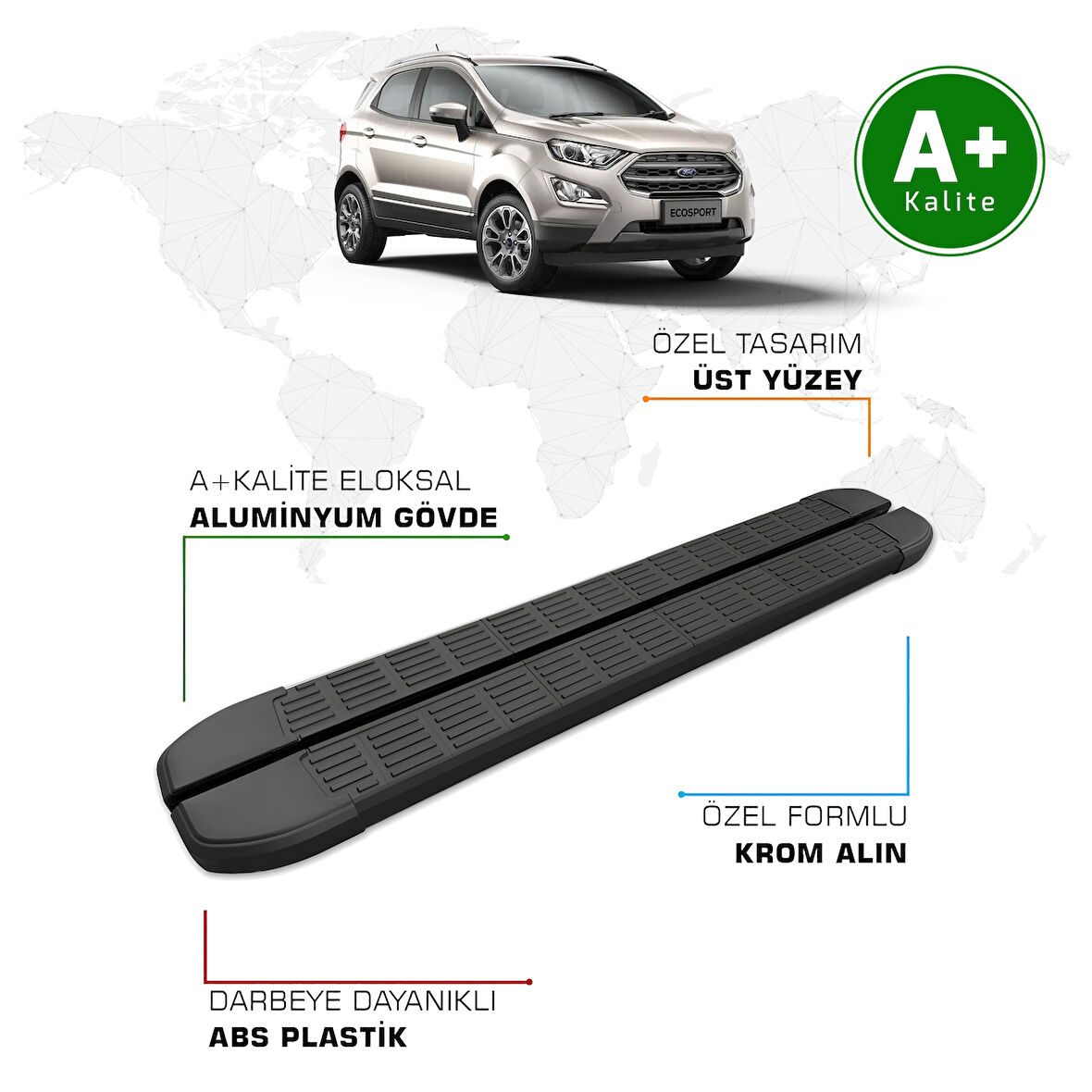 Ford EcoSport 2 EcoBoost Yan Basamak 2018 Model ve Sonrası S-Line Siyah