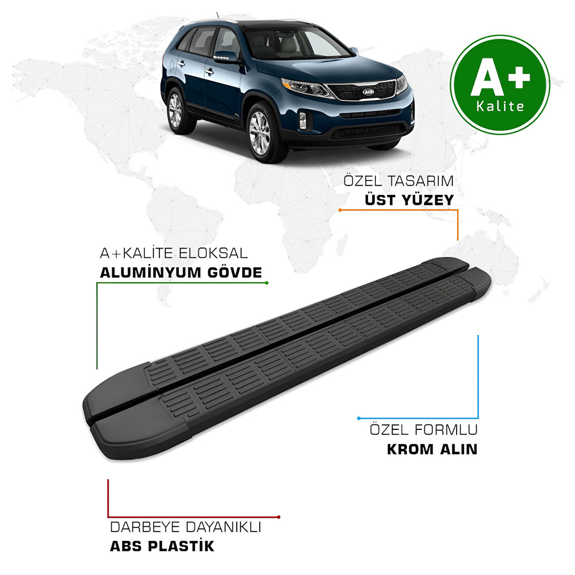 Kia Sorento Yan Basamak 2014 – 2021 Model S-Line Siyah