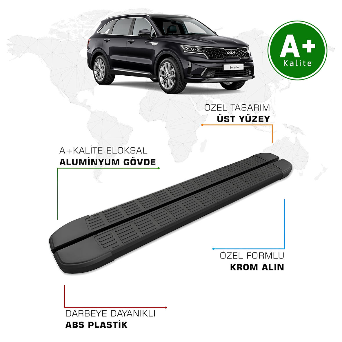 Kia Sorento Yan Basamak 2022 Model ve Sonrası S-Line Siyah