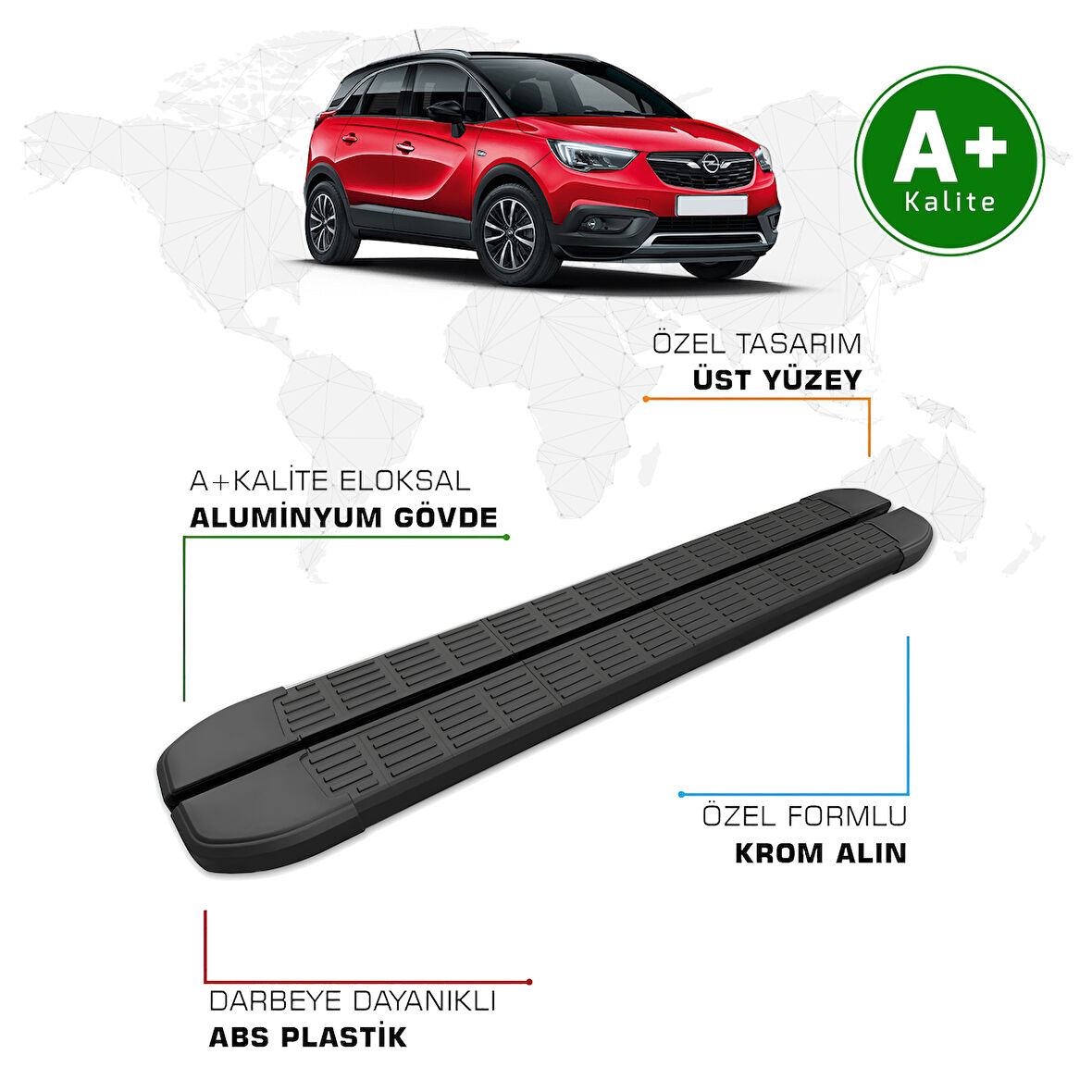 Opel Crossland X Yan Basamak 2017 Model ve Sonrası S-Line Siyah