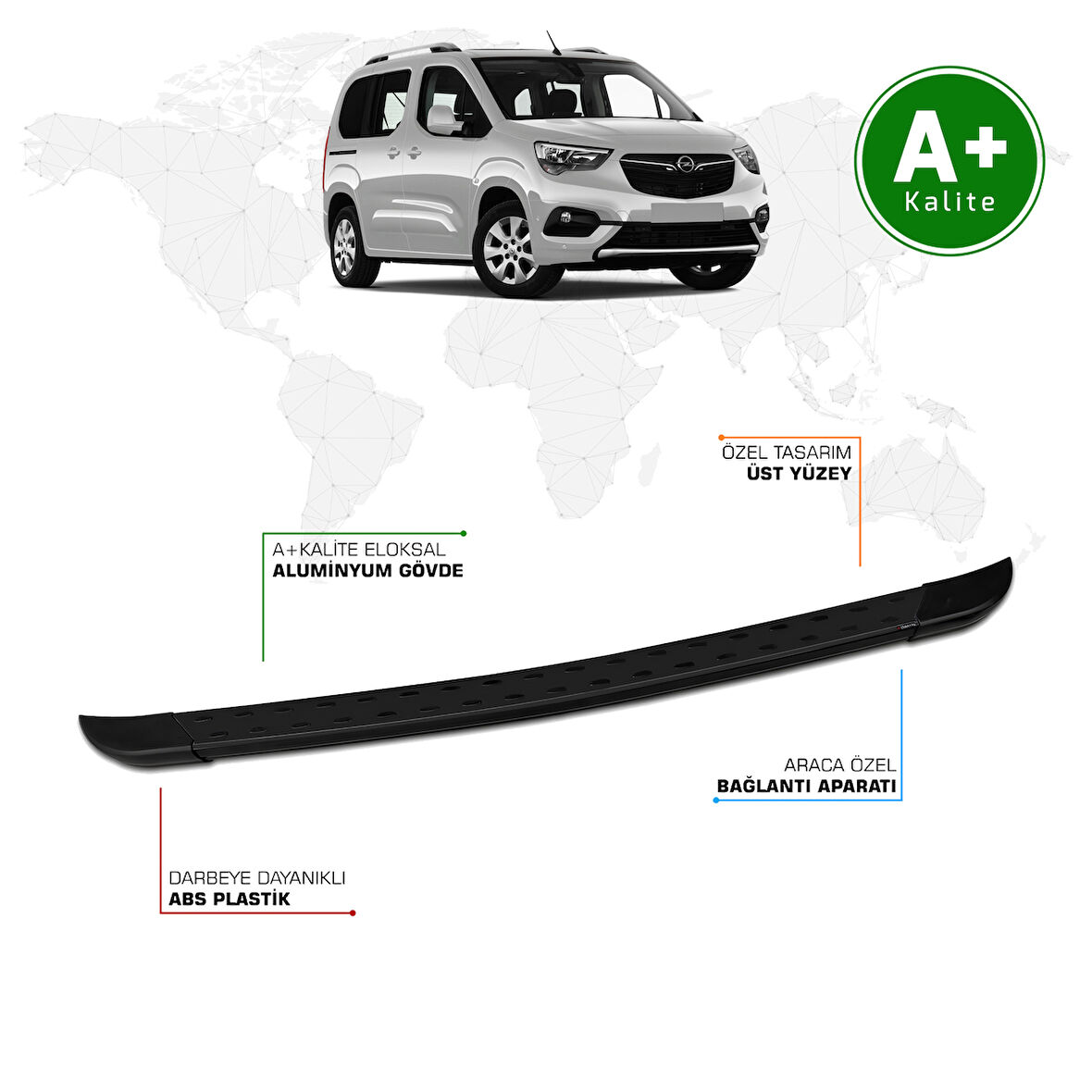 Opel Combo Arka Basamak Kısa Şasi 2019 Model ve Sonrası TrimLine Siyah