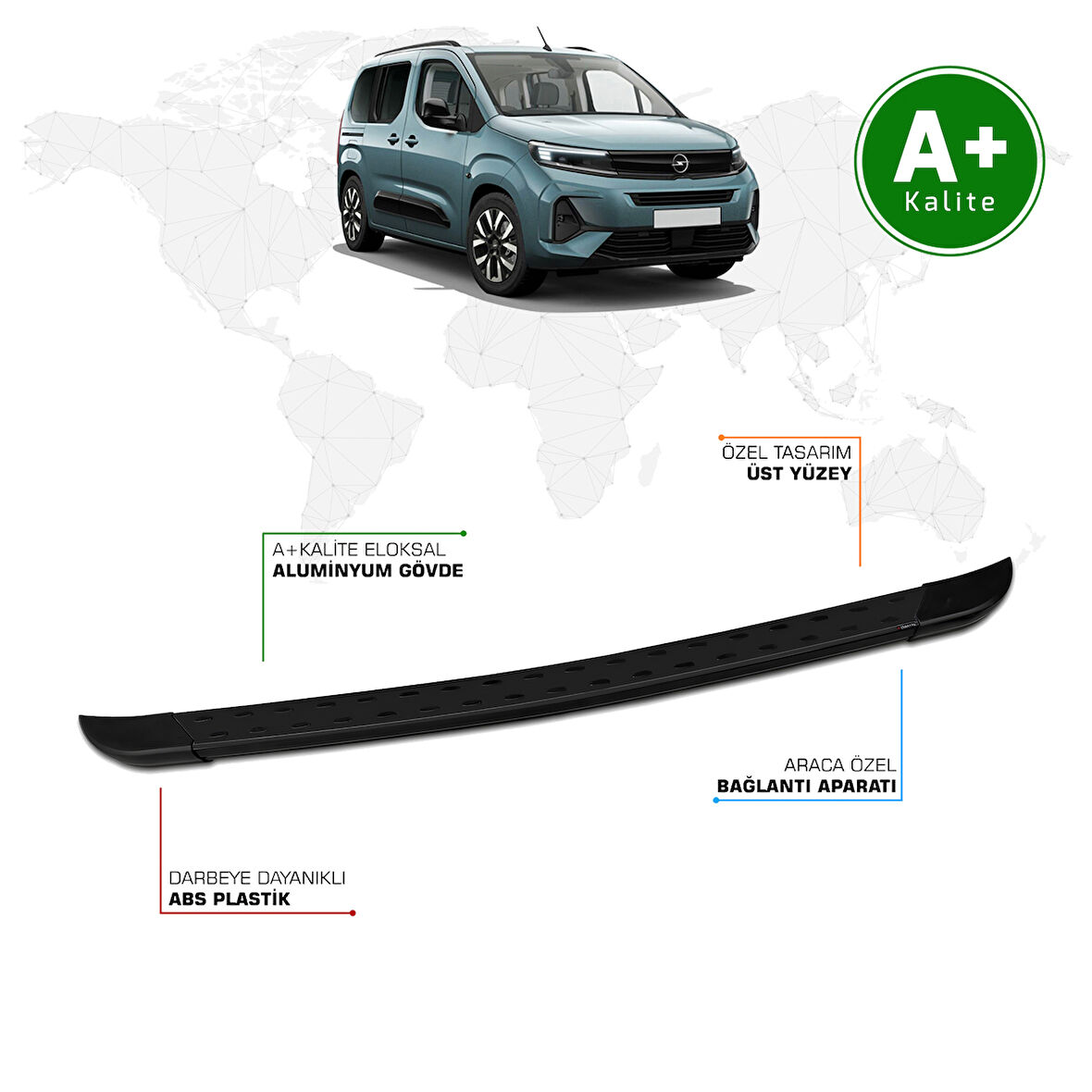 Opel Combo Arka Basamak Kısa Şasi 2024 Model ve Sonrası TrimLine Siyah