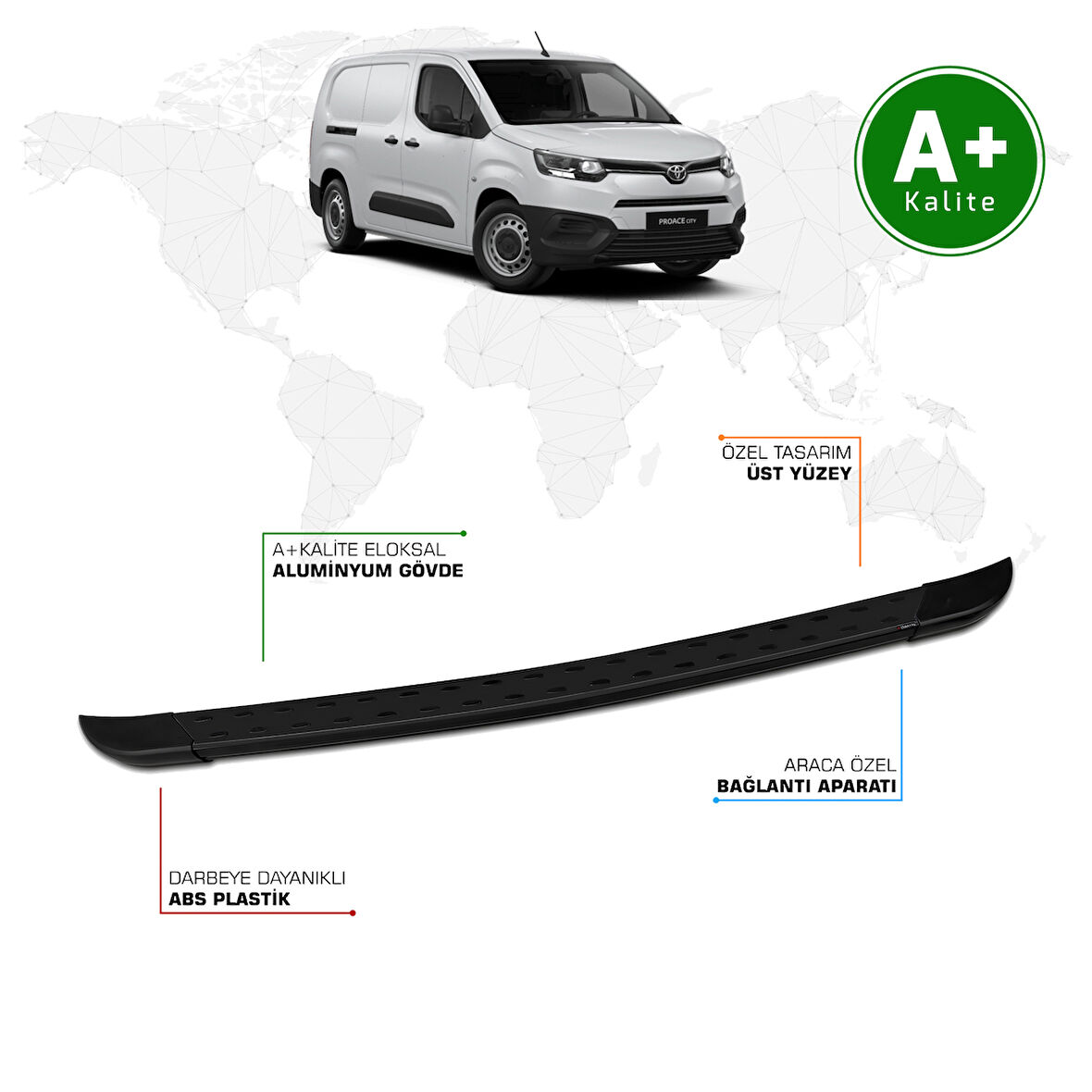 Toyota Proace City Panelvan Arka Basamak Uzun Şasi 2019 Model ve Sonrası TrimLine Siyah