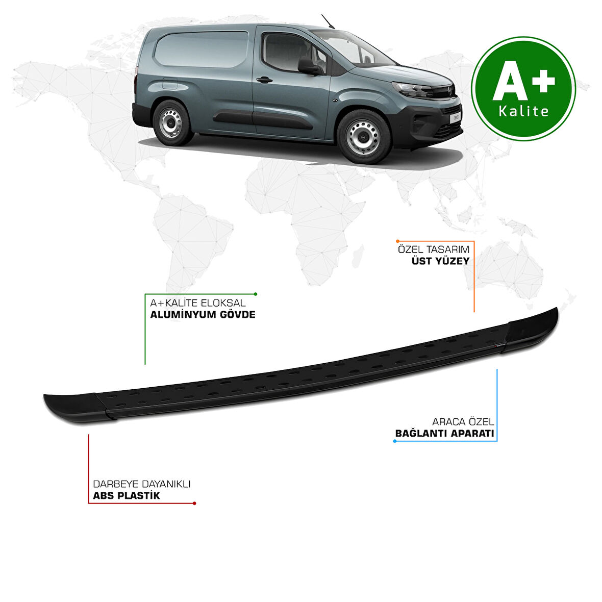 Opel Combo Panelvan Arka Basamak Uzun Şasi 2024 Model ve Sonrası TrimLine Siyah