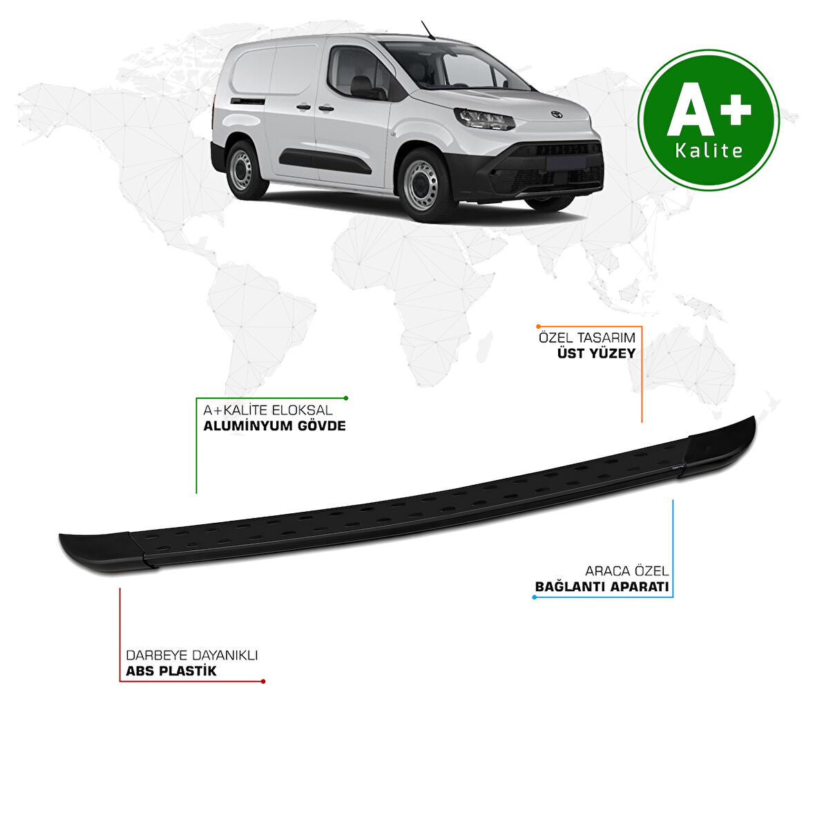 Toyota Proace City Panelvan Arka Basamak Uzun Şasi 2024 Model ve Sonrası TrimLine Siyah
