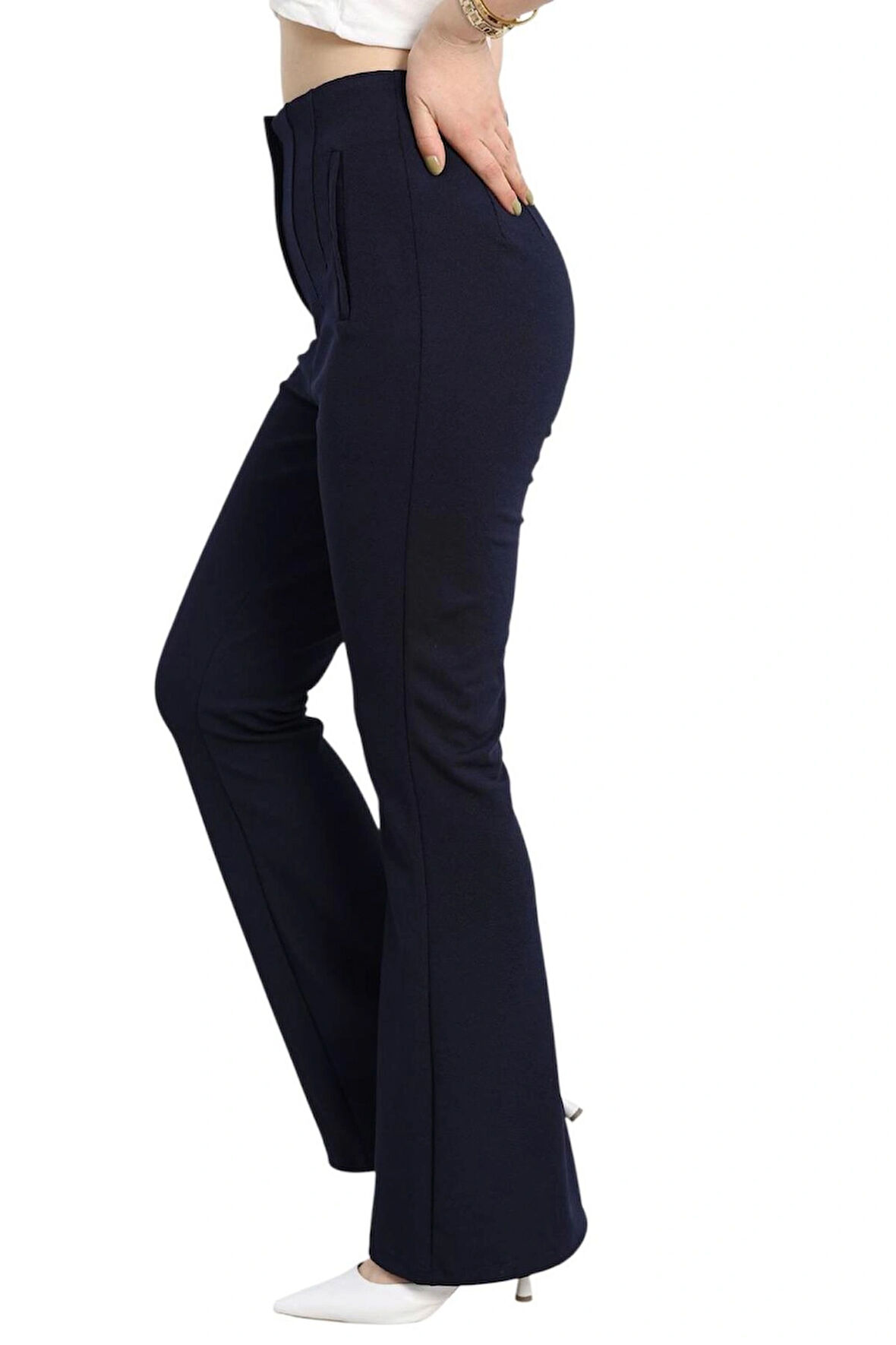 Krep İspanyol Pantolon Lacivert