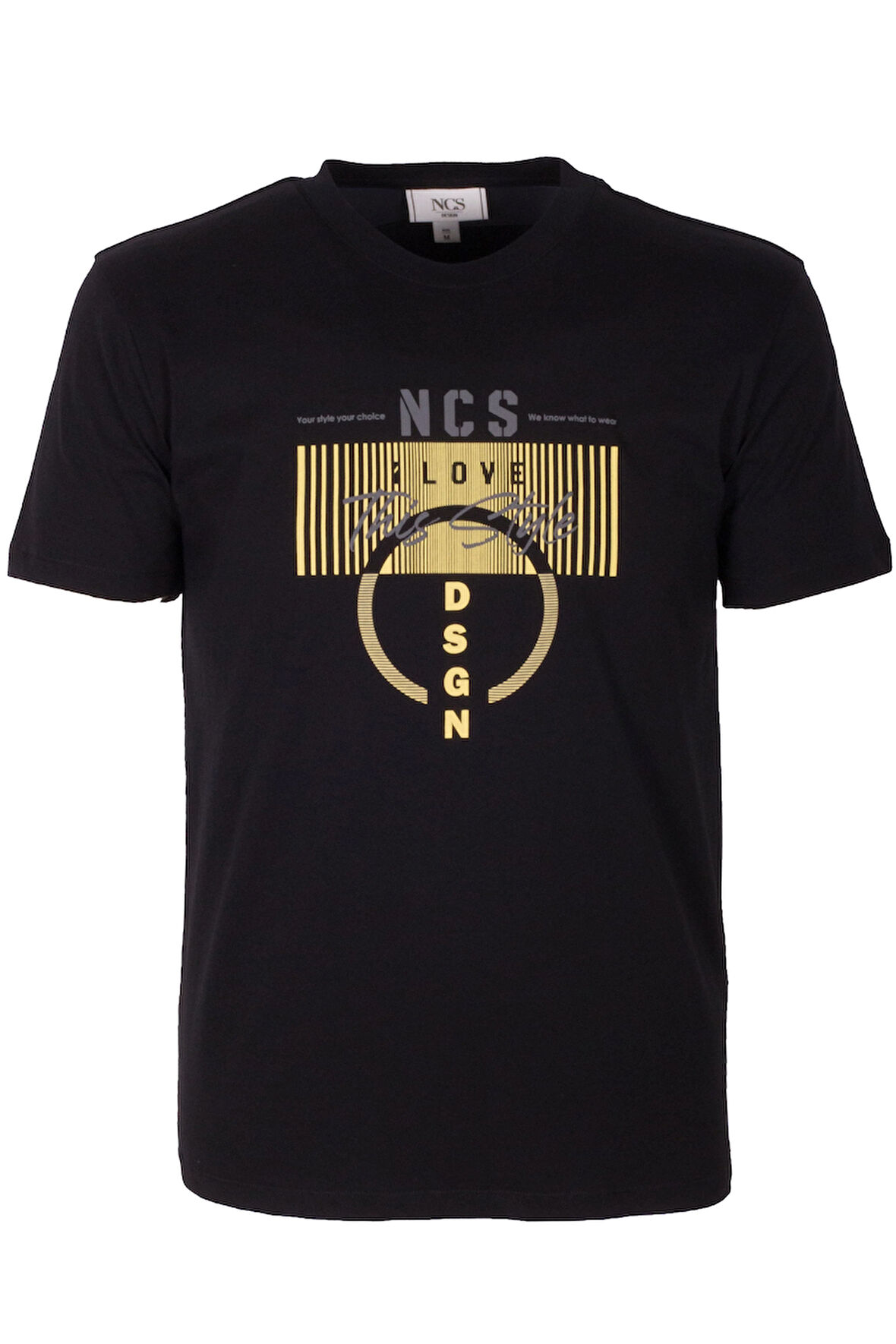 Erkek Tişört Bisiklet Yaka Slim Fit Siyah %100 Pamuk Baskılı T-shirt NCS JEANS 1300