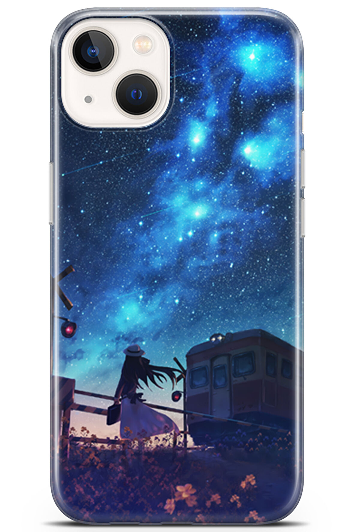 Apple iPhone 13 Mini uyumlu Girls 40 HD Tasarım Tren ve Yıldız Yağmuru