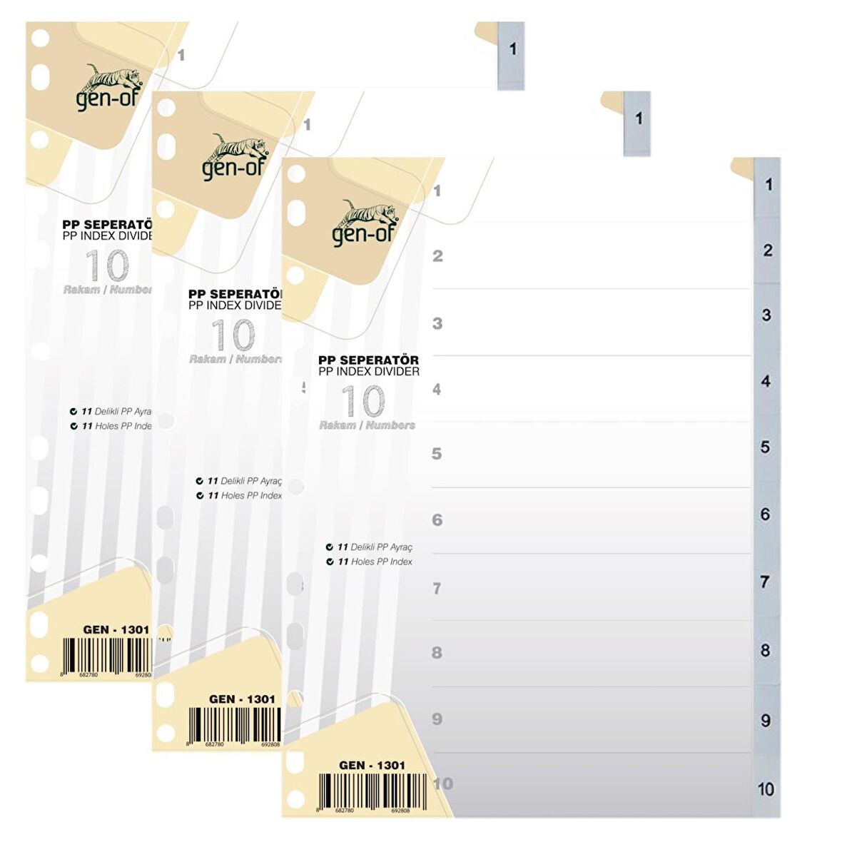 Gen-Of Ayraç Seperatör 1-10 Rakamlı 3 Adet (GEN-1301)