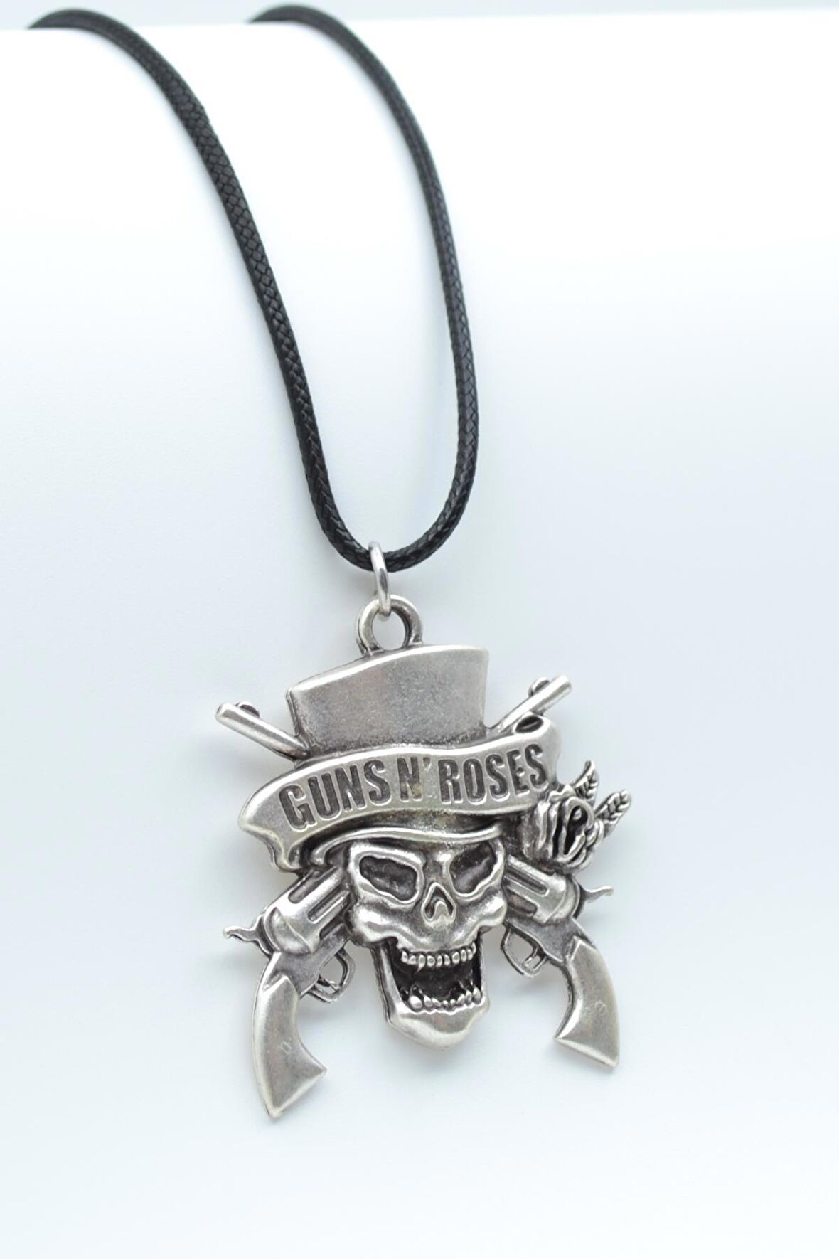 Guns'n Roses Kolye Deri İp Kolye Gümüş Kaplama Erkek Kadın Kolye