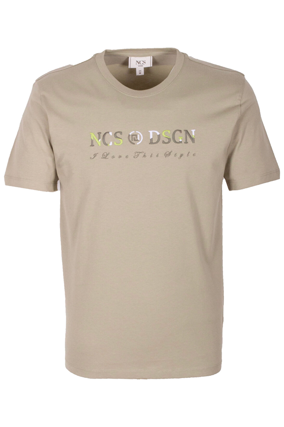 Erkek Tişört Bisiklet Yaka Açık Olive Slim Fit %100 Pamuk T-shirt NCS JEANS 1303