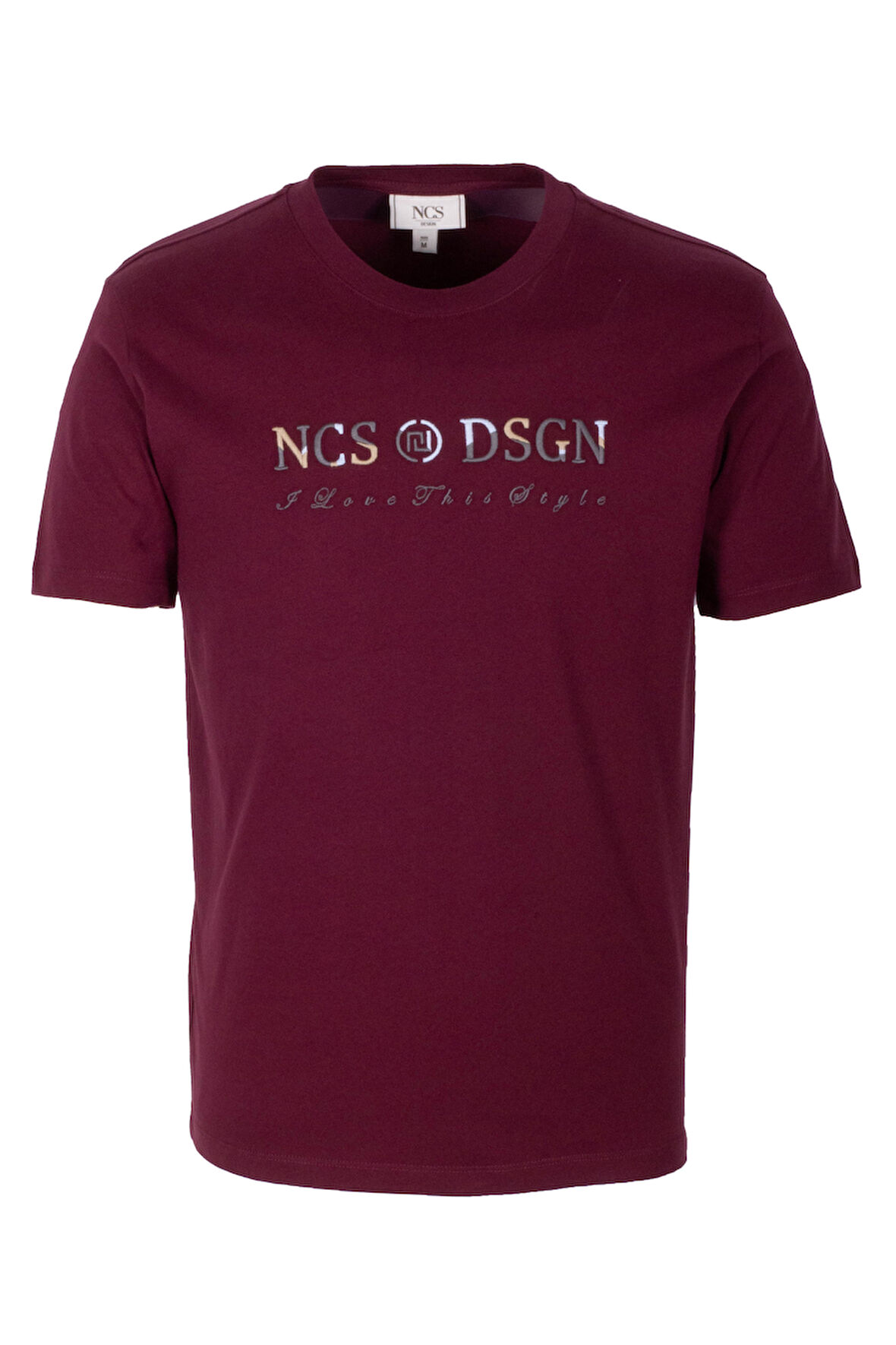 Erkek Tişört Bisiklet Yaka Bordo Slim Fit %100 Pamuk T-shirt NCS JEANS 1303