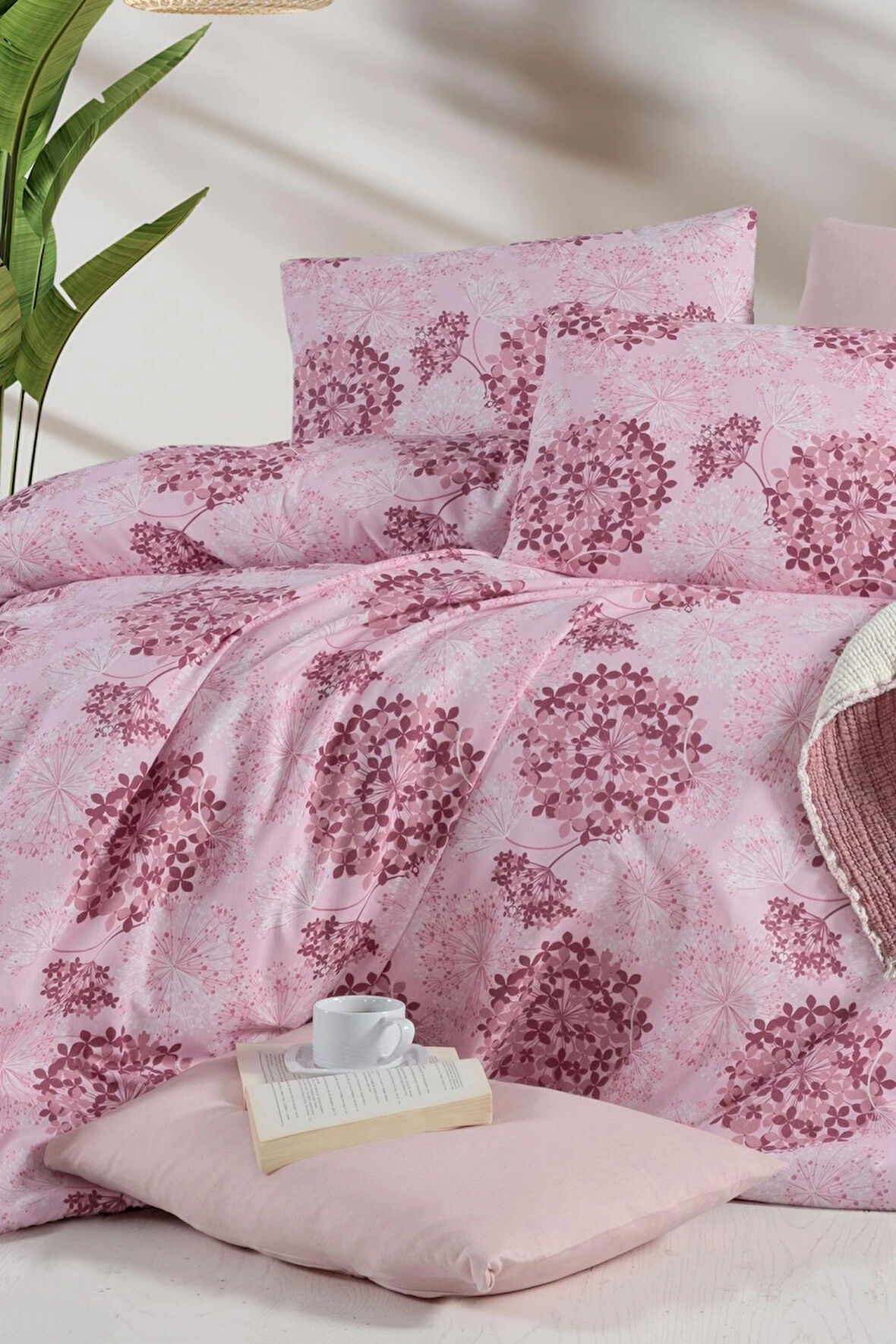 Lastikli Çarşaflı Tek Kişilik Nevresim Takımı Elegant Pink