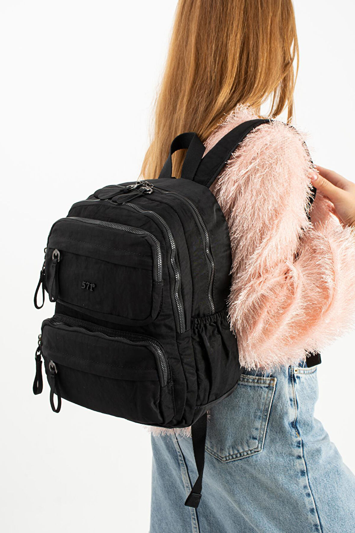 Yumuşak Dokulu Ultra Hafif, Esnek ve Su Geçirmez Polyamid Kumaş Sırt Çantası Siyah Model: (571-13-14A)