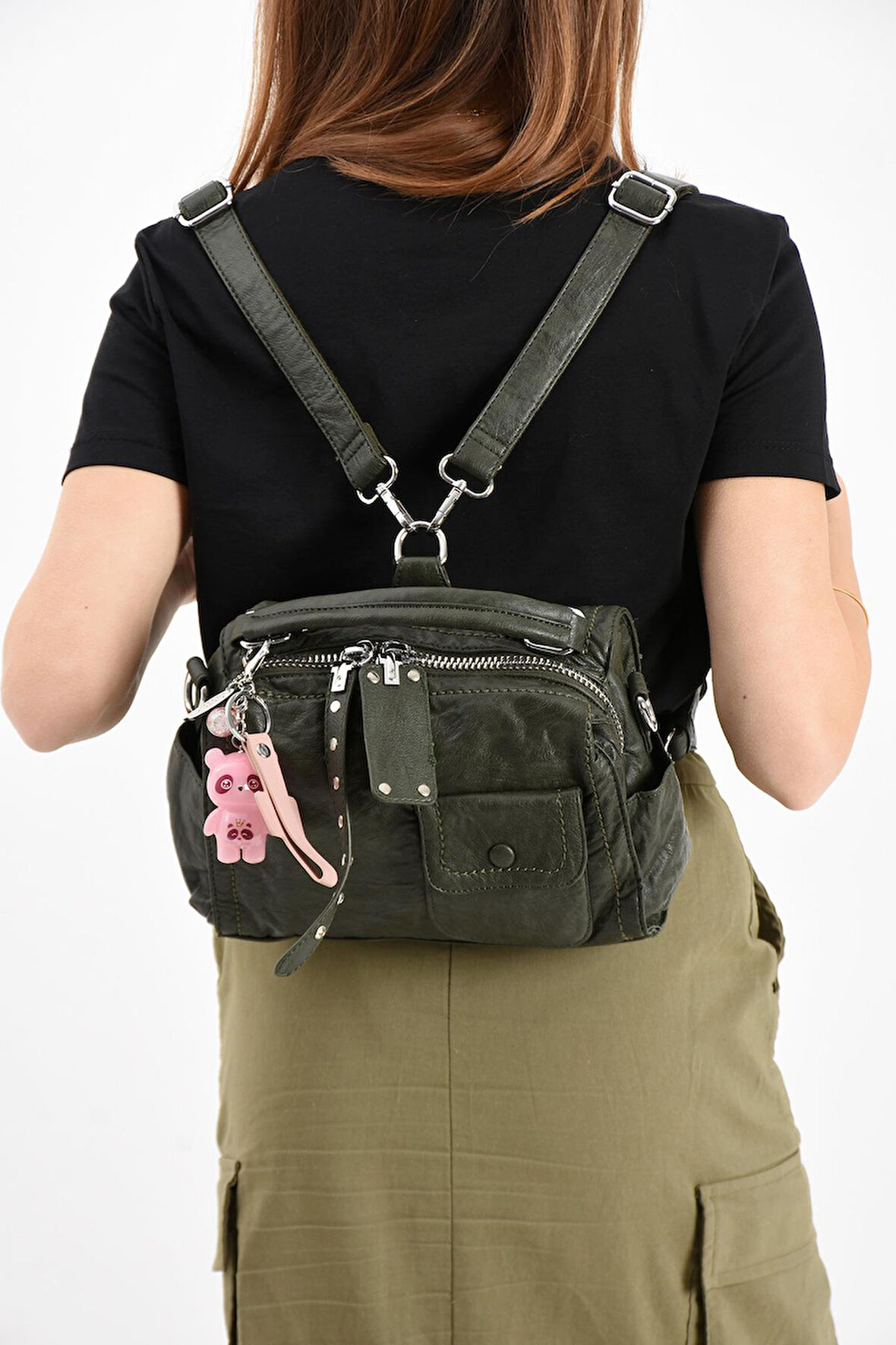 Suni Deri Omuz Çantası Yeşil (Model: 571-13-17E) 