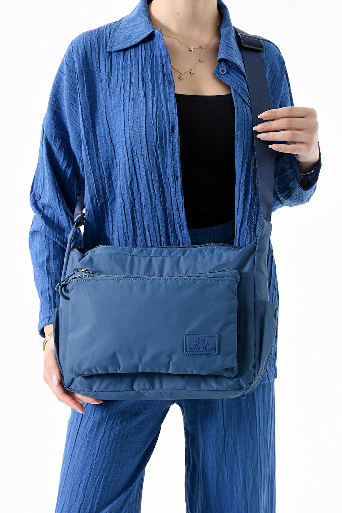 Ultra Hafif Su Geçirmez Çok Cepli Omuz Çantası Mavi (Model: 571-13-9J) 