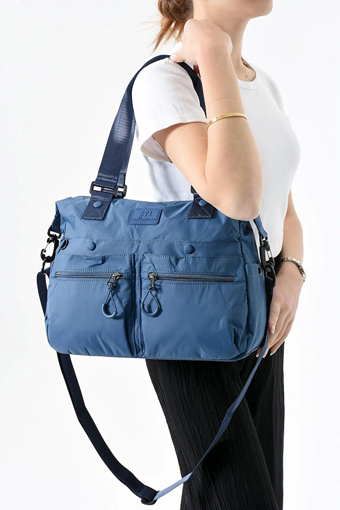 Ultra Hafif Su Geçirmez Çok Cepli Omuz Çantası Mavi (Model: 571-13-9M) 