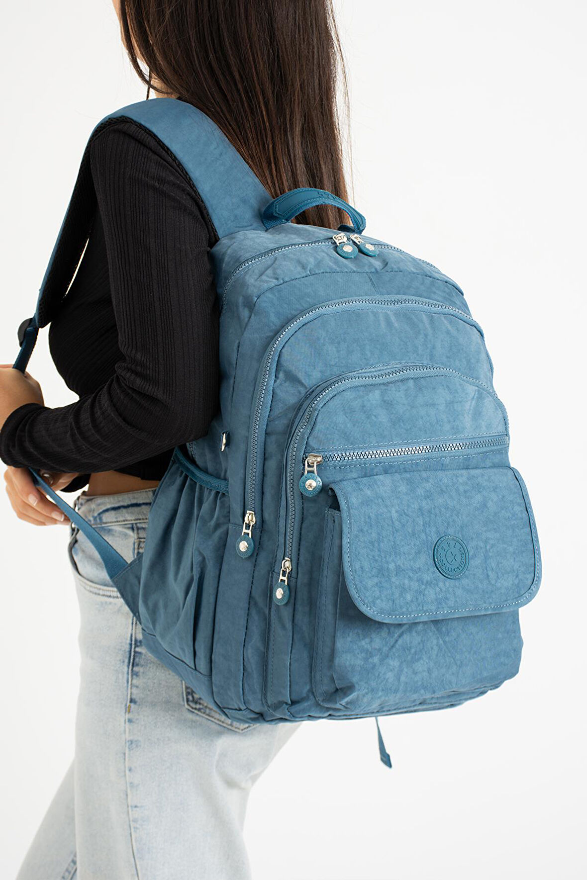 Ultra Hafif Çok Cepli Su Geçirmez Sırt Çantası Unisex Mavi (Model:571-2A)