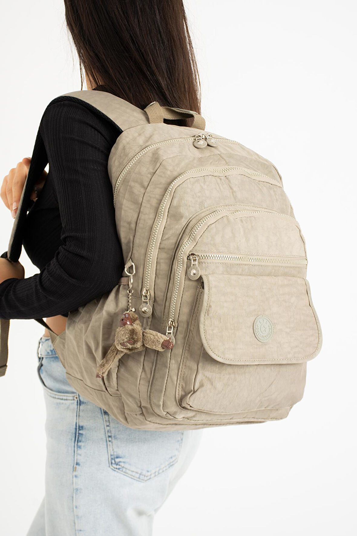 Ultra Hafif Çok Cepli Su Geçirmez Sırt Çantası Unisex Vizon (Model: 571-2A)