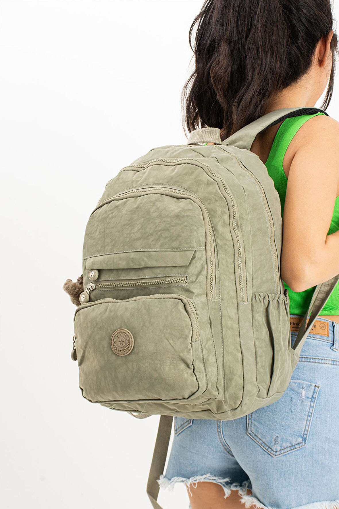 Ultra Hafif Çok Cepli Krinkıl Sırt Çantası Vizon (Model: 571-3B)