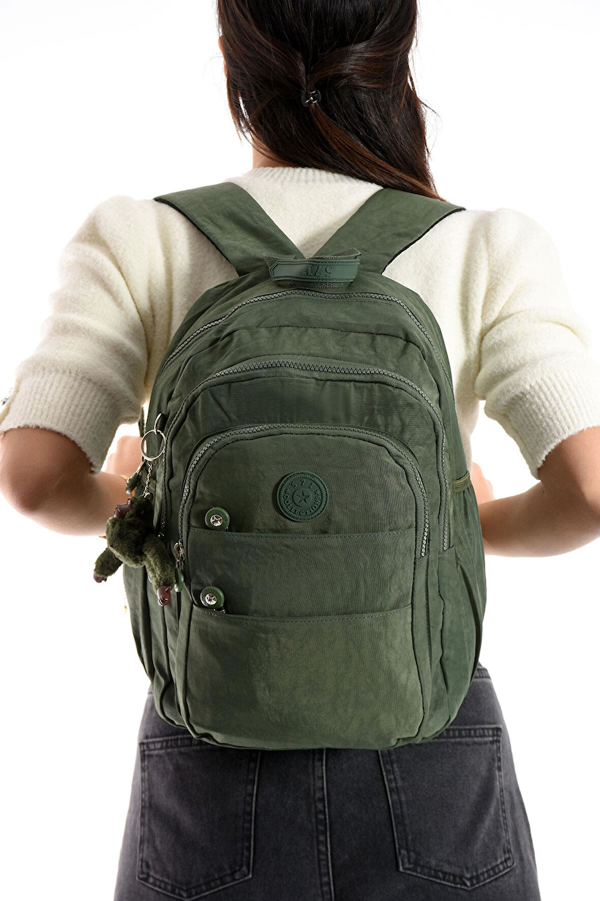 Ultra Hafif Çok Cepli Orta Boy Sırt Çantası Unisex Yeşil (Model: 571-4C)
