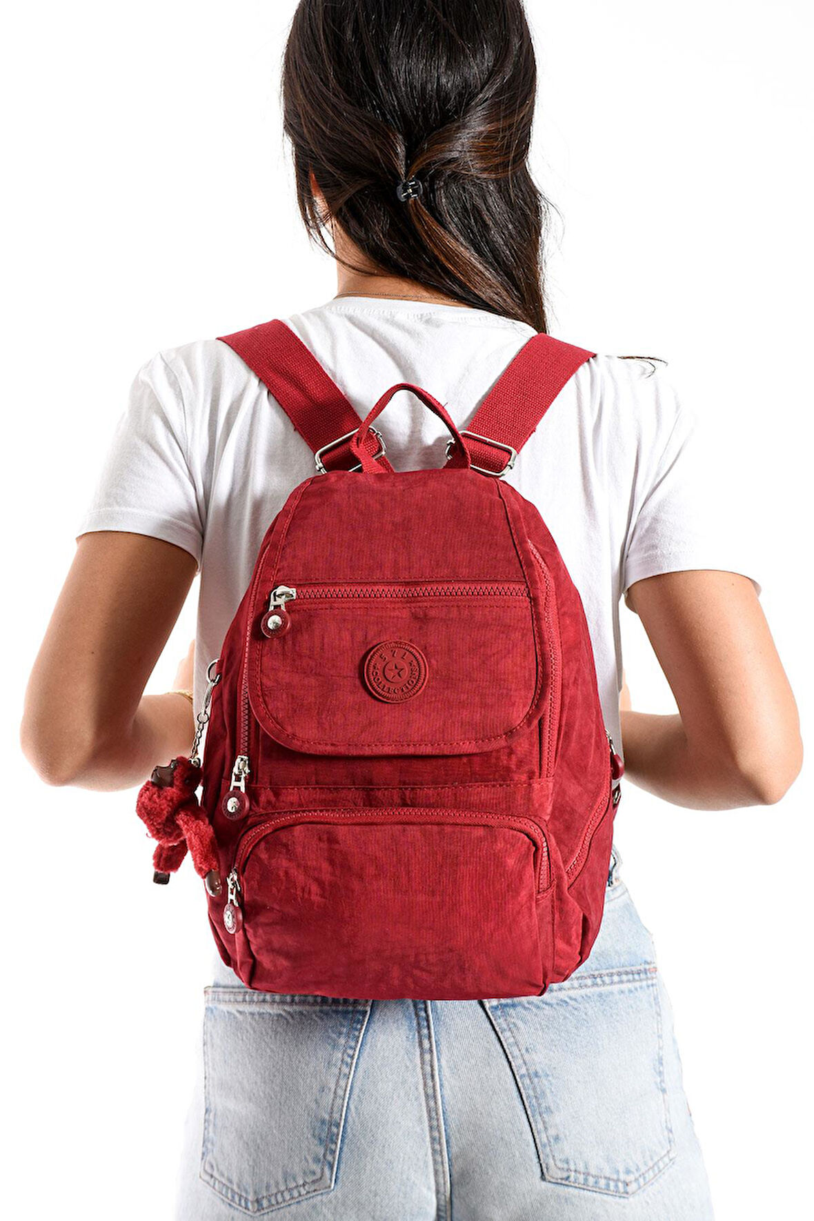 Ultra Hafif Çok Cepli Küçük Boy Sırt Çantası Unisex Kırmızı (Model: 571-4G)