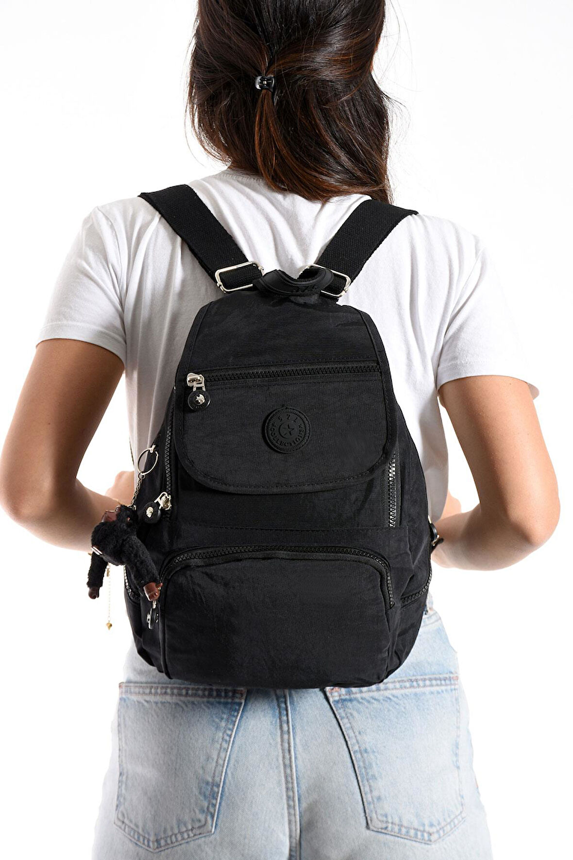 Ultra Hafif Çok Cepli Küçük Boy Sırt Çantası Unisex Siyah (Model: 571-4G)