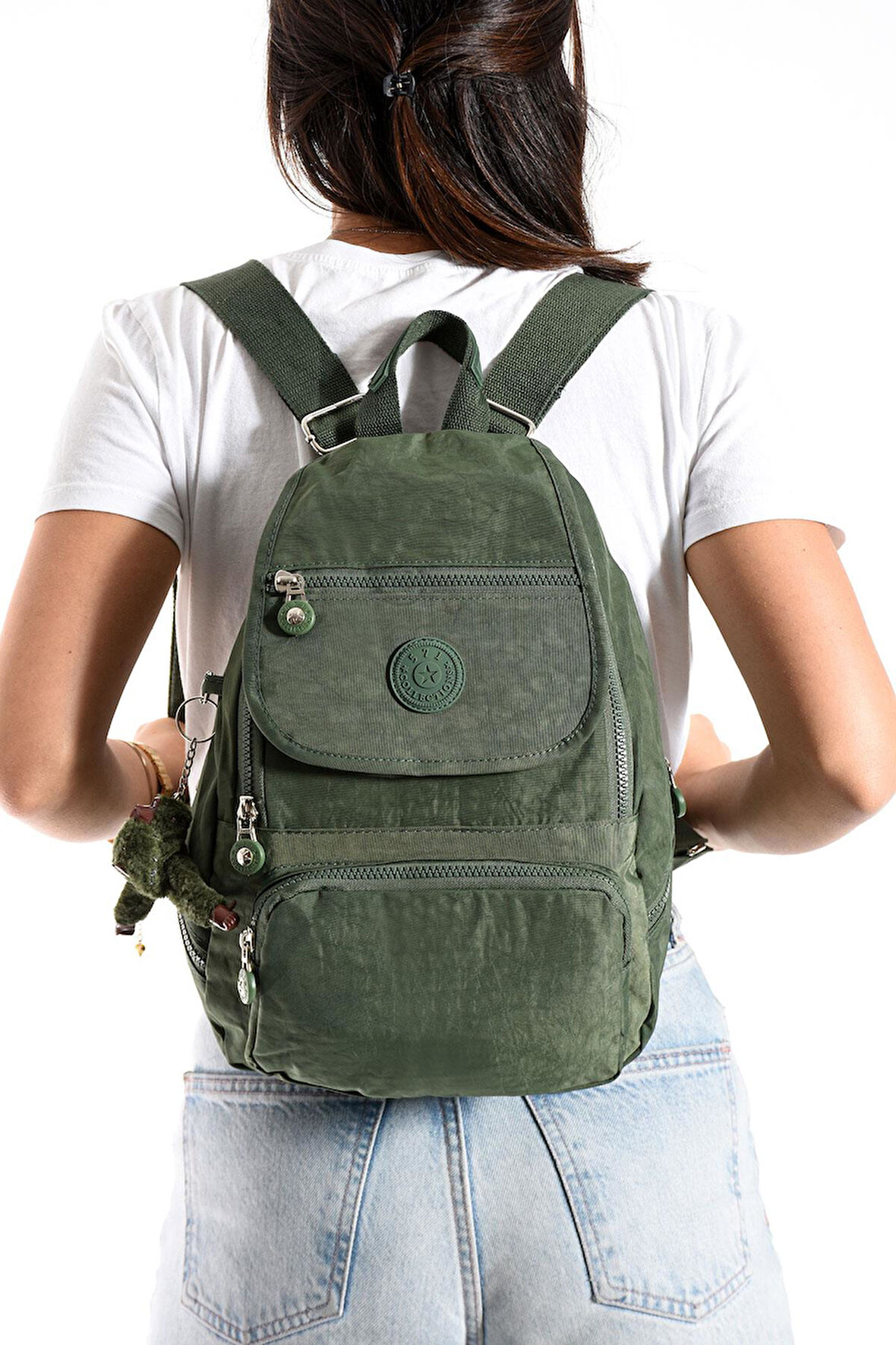 Ultra Hafif Çok Cepli Küçük Boy Sırt Çantası Unisex Yeşil (Model: 571-4G)