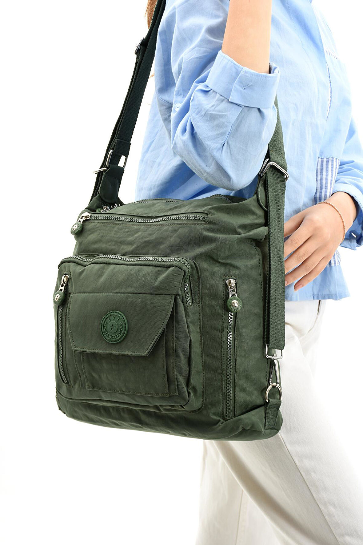 Ultra Hafif Hem Sırt Hem Omuz Kadın Çantası Yeşil (Model: 571-5B)