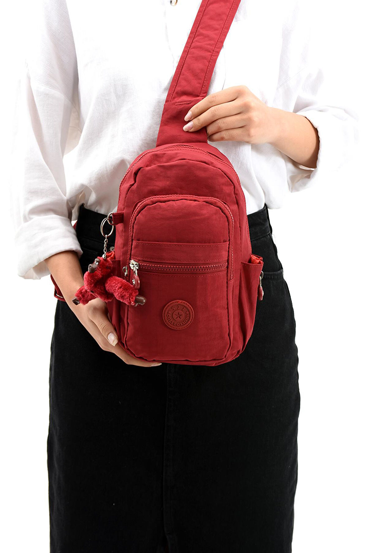 İki Bölmeli Unisex Göğüs (Bodybag) Çantası Kırmızı (Model: 571-8B) 