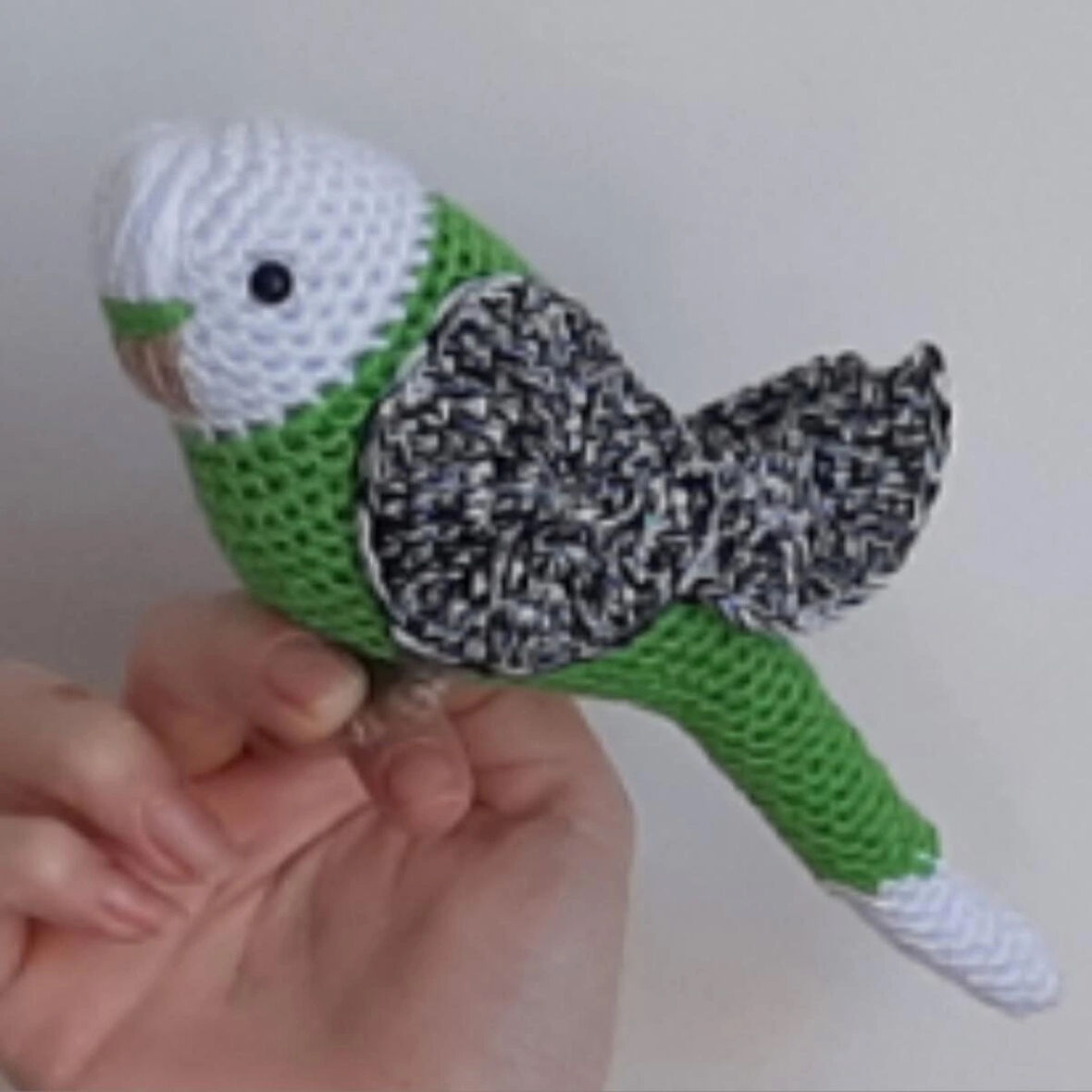 Amigurumi Kuş Muhabbet Kuşu Yeşil Beyaz