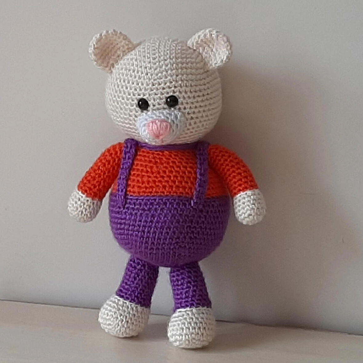 Amigurumi Örgü Oyuncak Renkli Ayı Mor