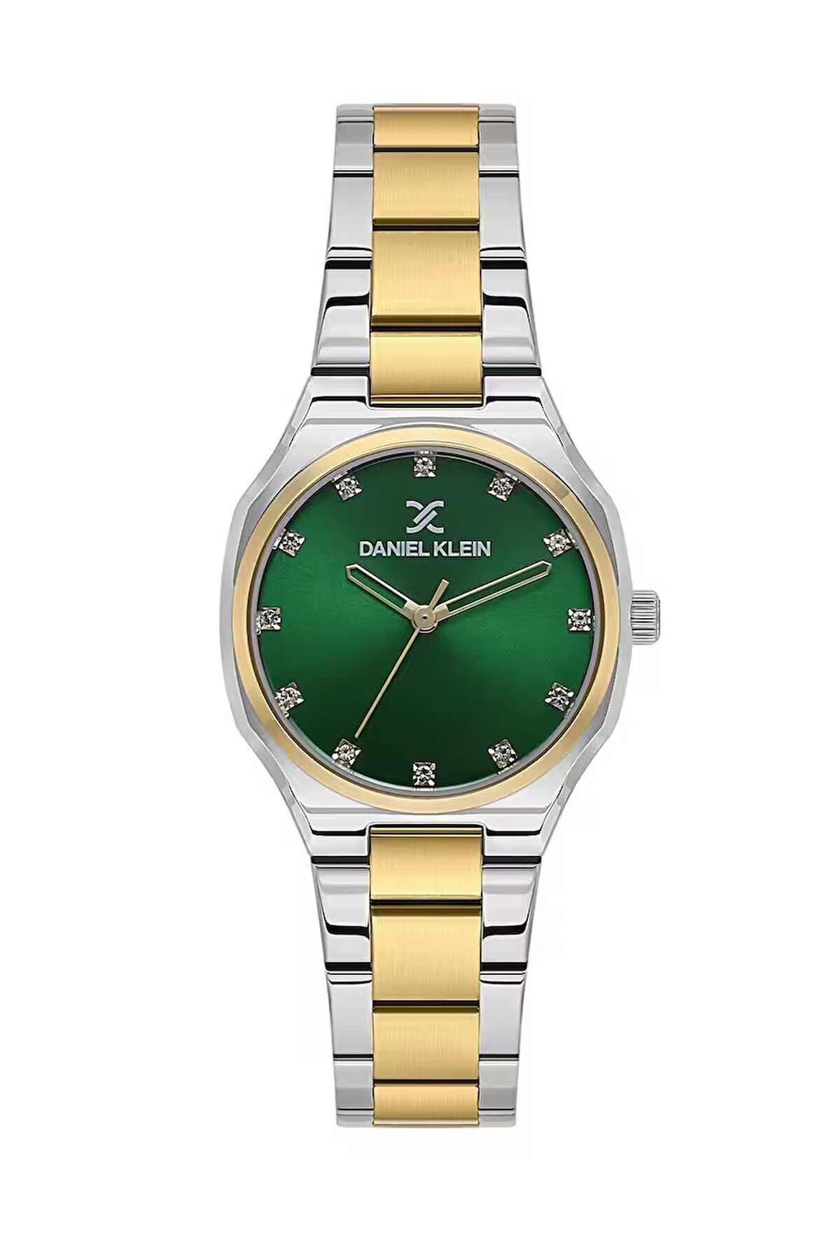 Gümüş-Gold Çelik Kordon,Yeşil,Su Geçirmez,Küçük,Taşlı Kadran, Klasik Kadın Kol Saati-1