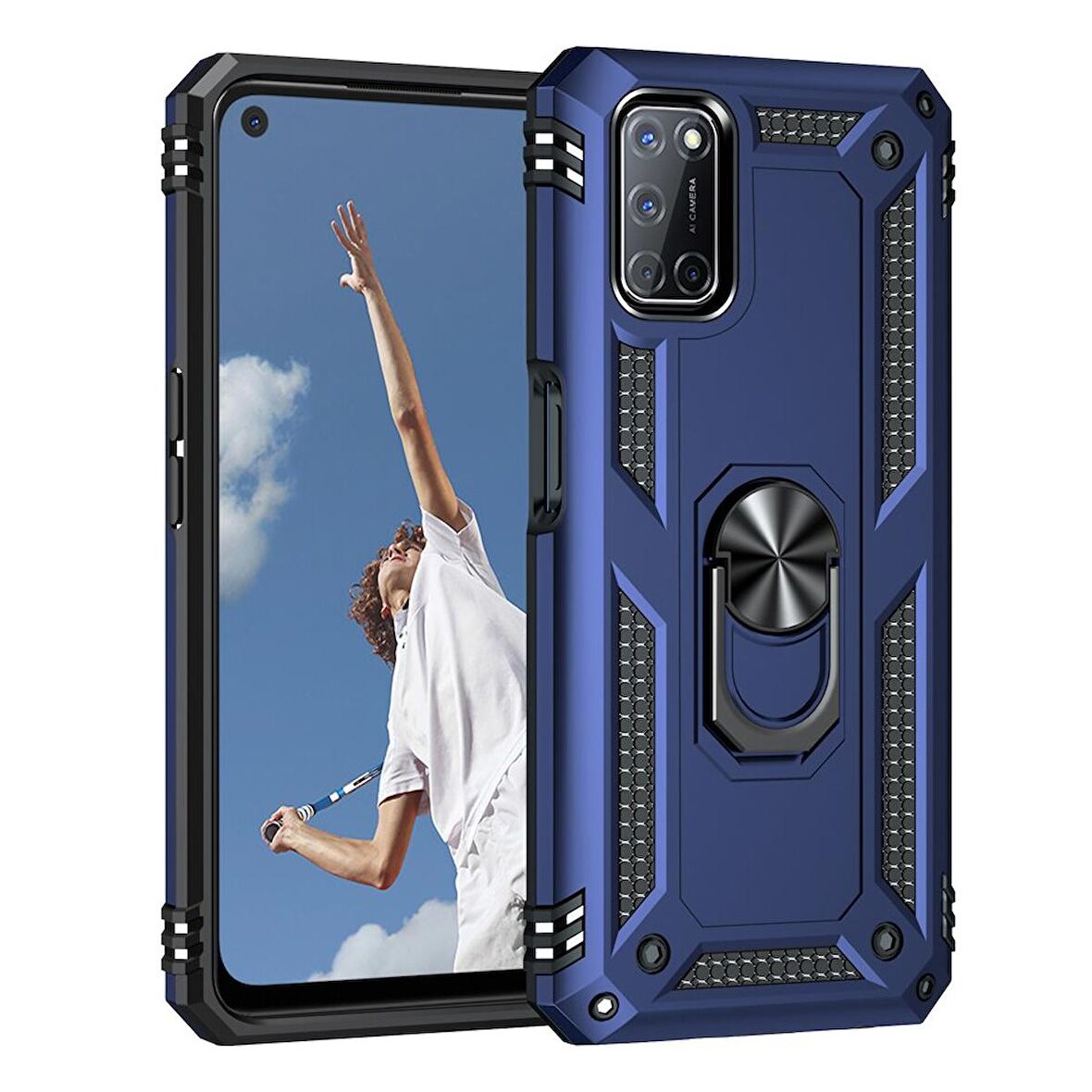 Smcase Oppo A72 Kılıf Vega Yüzüklü Tank Silikon 