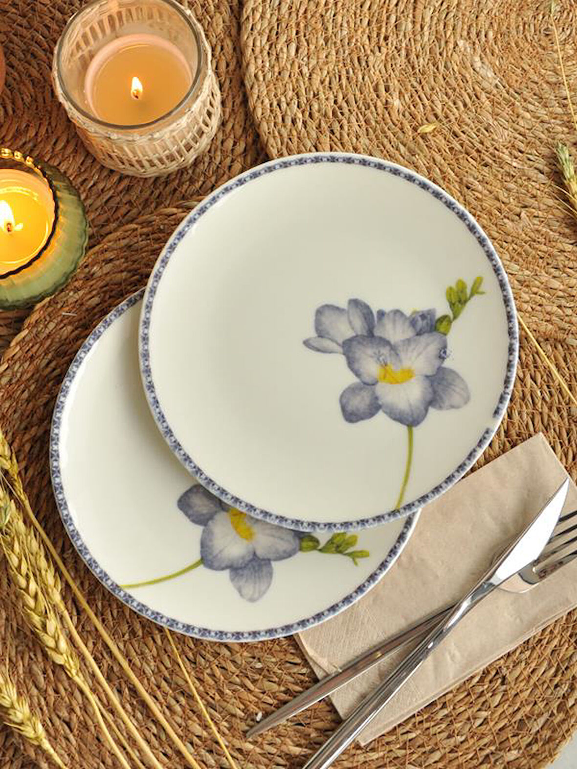 Sipahi Menekşe 2 li Porselen Pasta Tabağı