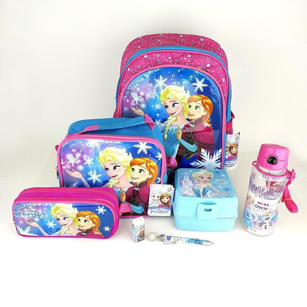 FROZEN 7 PARÇA SET(ÇANTA+BESLENME+BES.KABI+SULUK+SİLGİ+KALEM+KALEM KUTU)