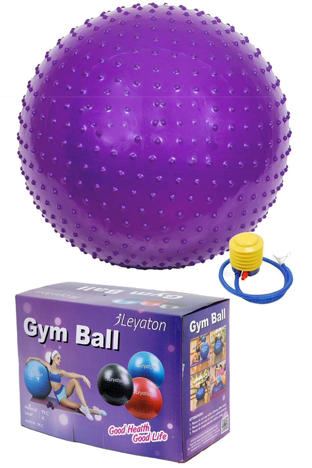 Leyaton Dikenli Yoga Pilates Aeorobik Jimnastik Topu 65 Cm Mor LYT1048