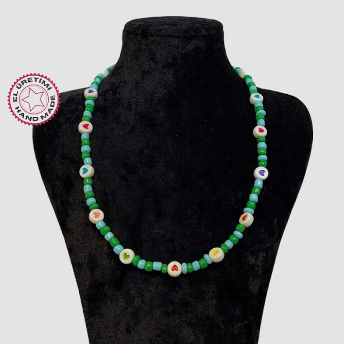 Uretti - Tuğba 6667 El Yapımı İri Kum Boncuk Kolye - Mavi