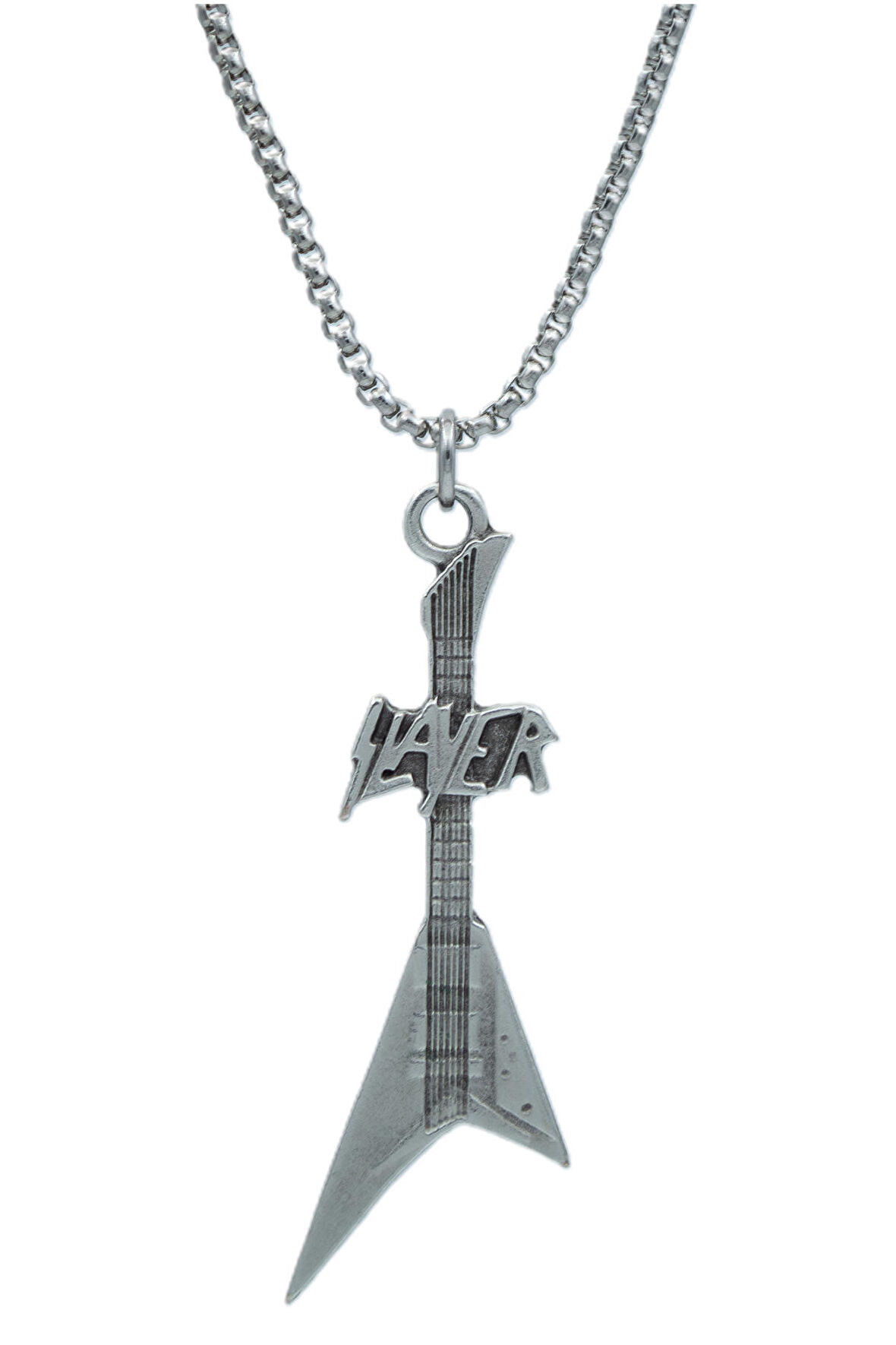 Slayer Elektro Gitar Örme Zincir Kolye - Gümüş Kaplama - Erkek Kadın Kolye - No:1550