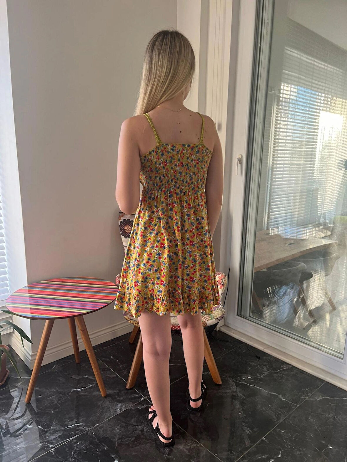 Yazlık Mini Çiçek Desenli Etnik Elbise 