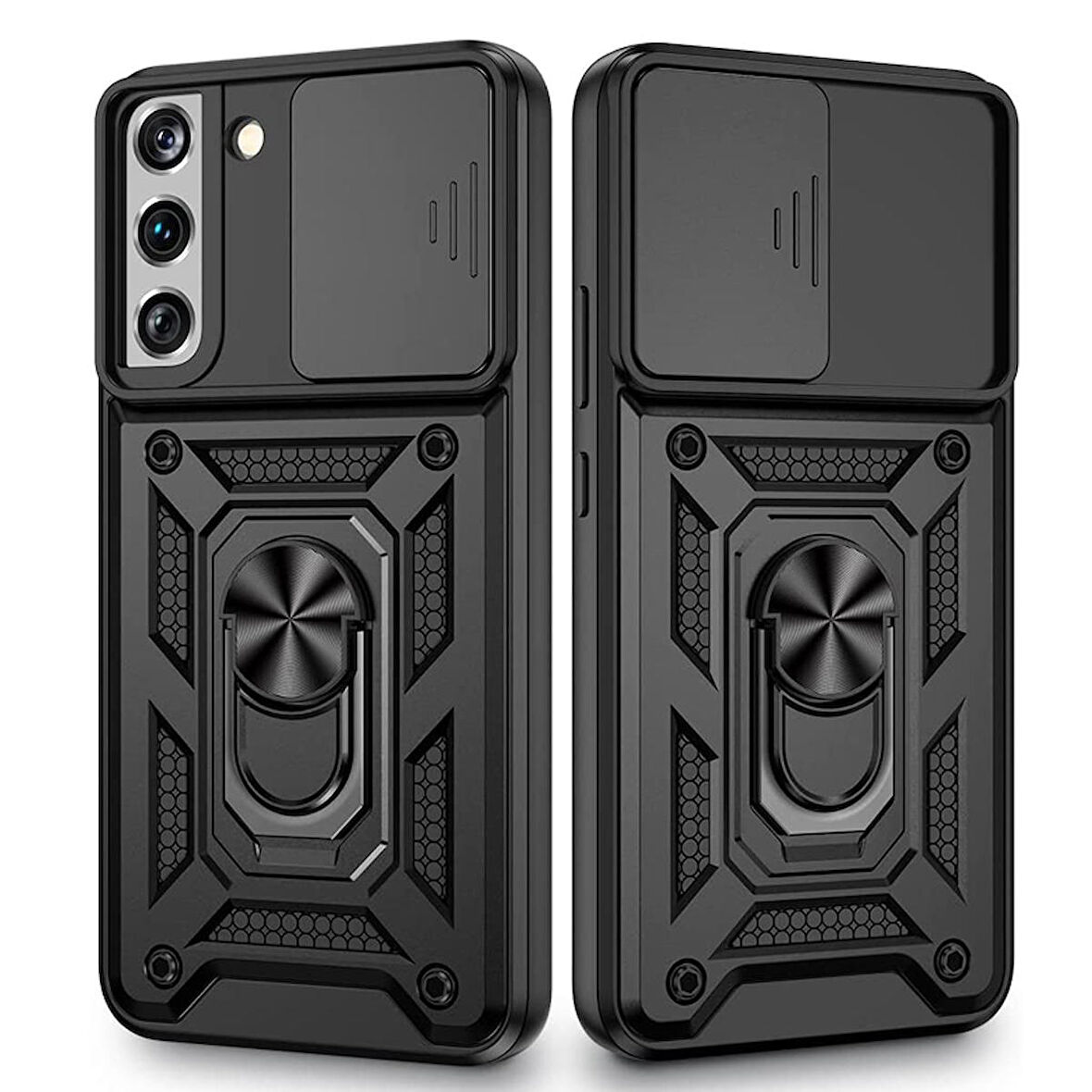 Gpack Samsung Galaxy S22 Plus Kılıf Sert Silikon Tank Aramid Sürgülü Vega Yüzüklü