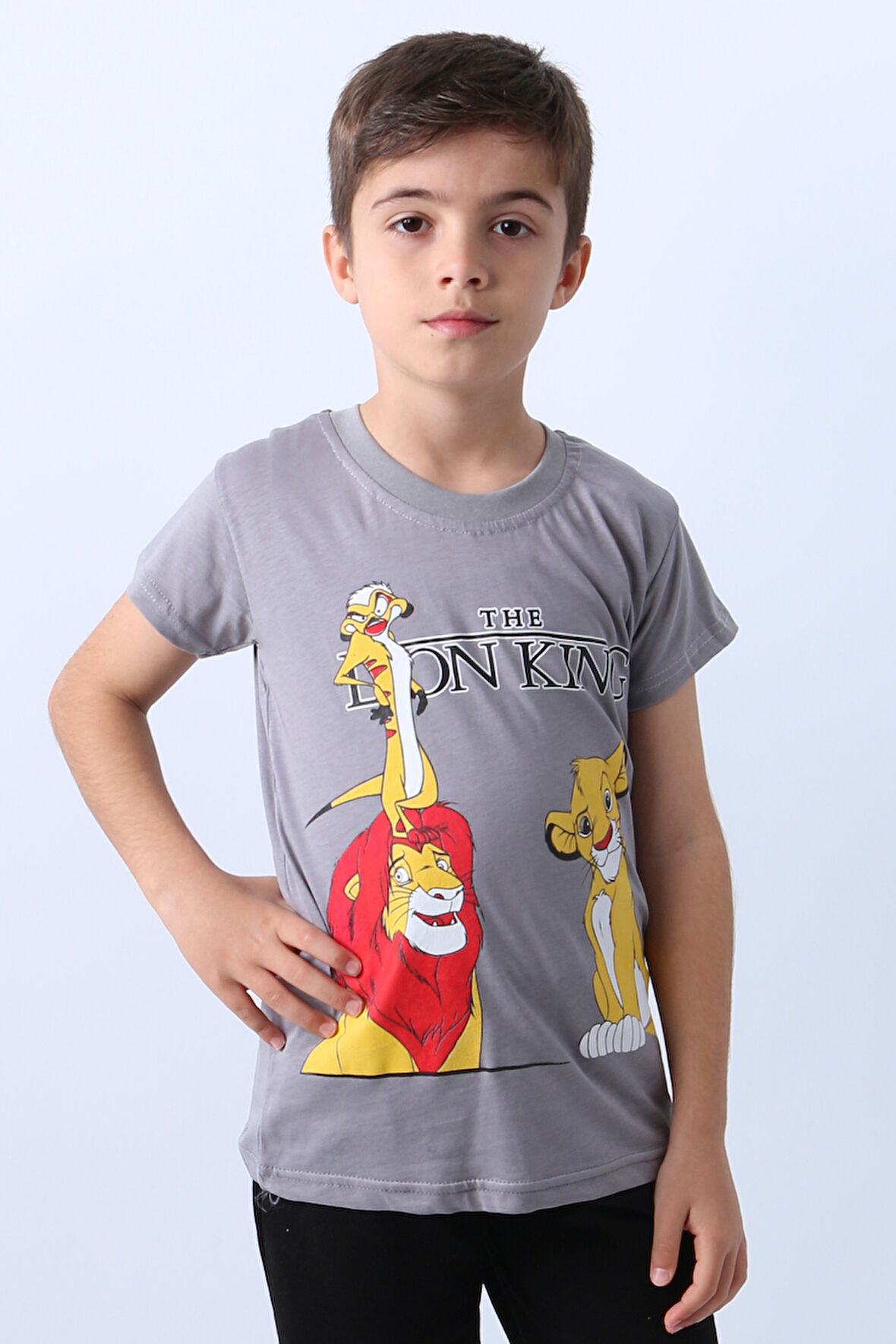 ERKEK ÇOCUK TSHİRT LİON BASKILI BİSİKLET YAKA E36