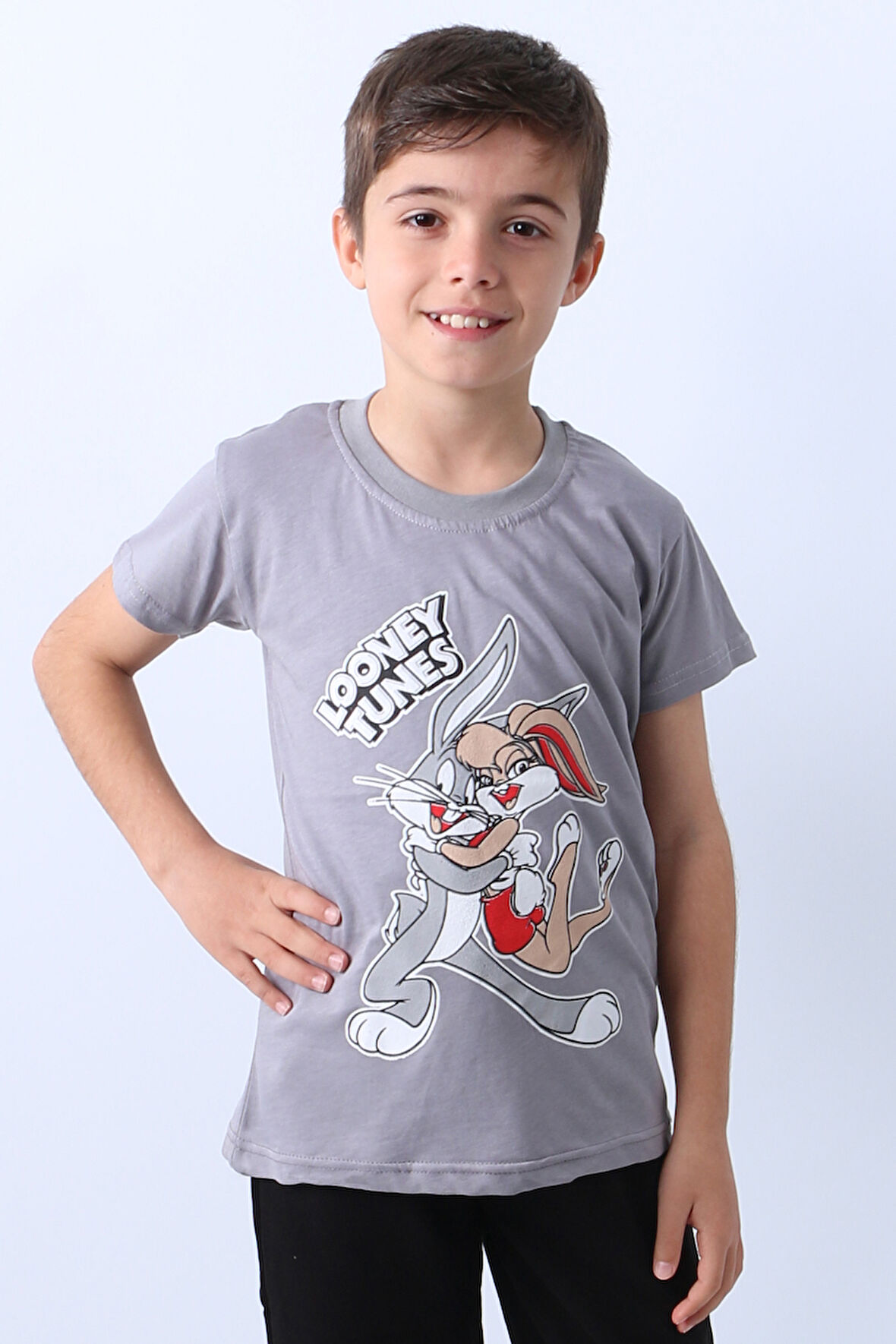 ERKEK ÇOCUK TSHİRT KARAKTER BASKILI BİSİKLET YAKA F16