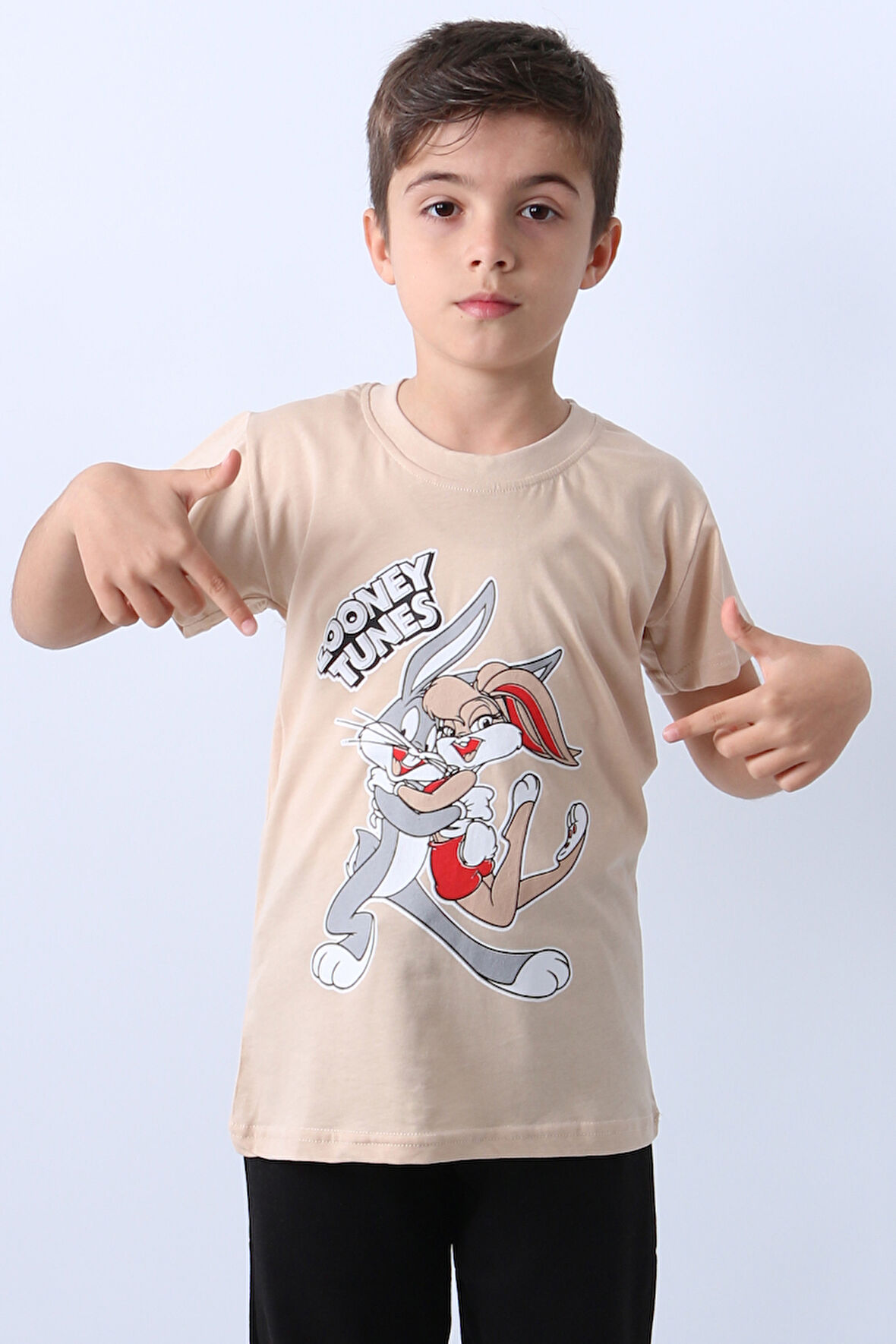 ERKEK ÇOCUK TSHİRT KARAKTER BASKILI BİSİKLET YAKA F16