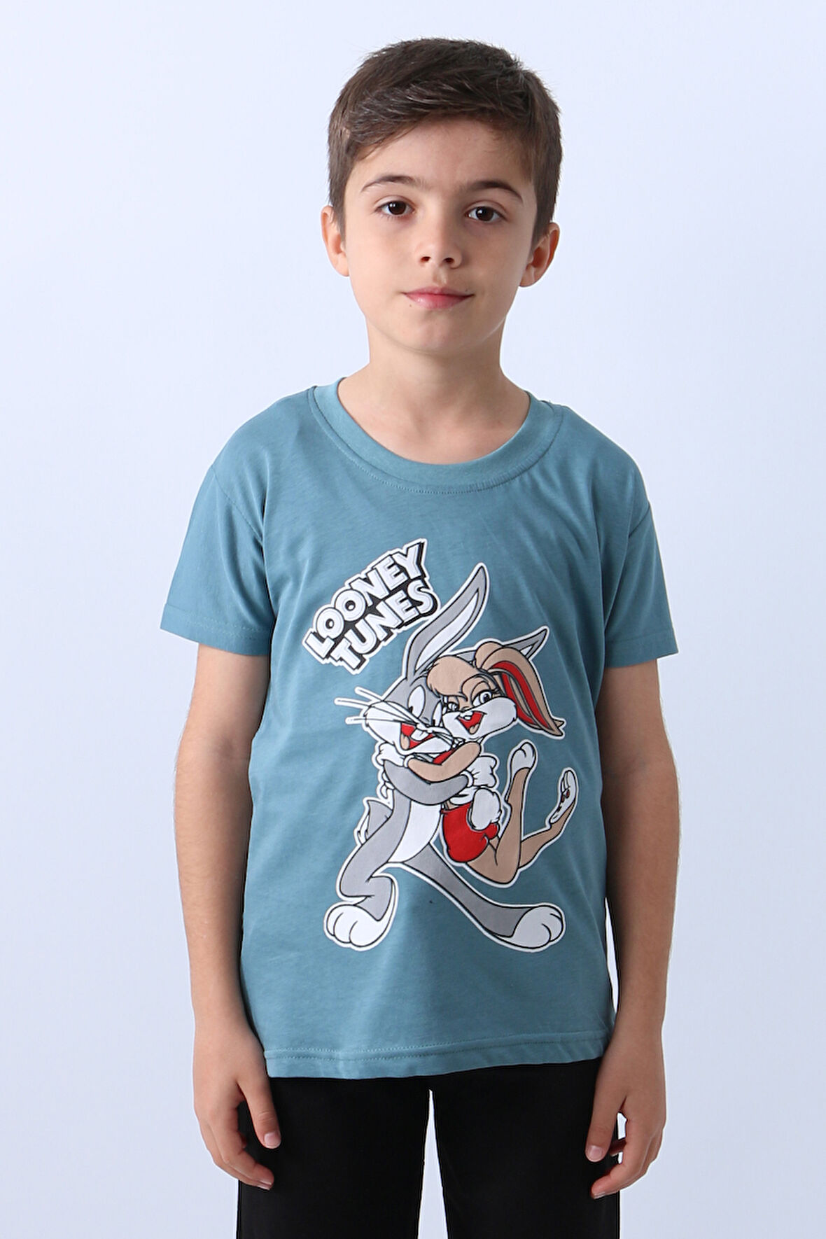 ERKEK ÇOCUK TSHİRT KARAKTER BASKILI BİSİKLET YAKA F16