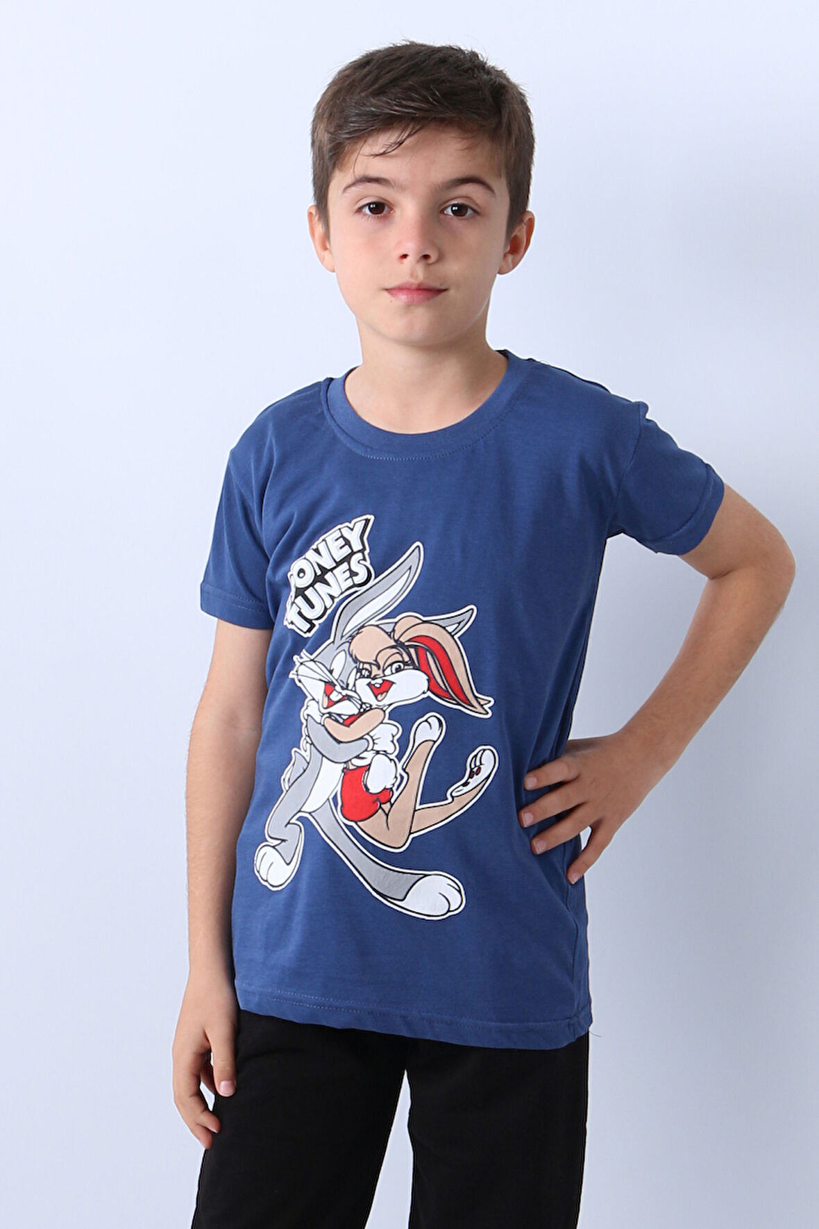 ERKEK ÇOCUK TSHİRT KARAKTER BASKILI BİSİKLET YAKA F16