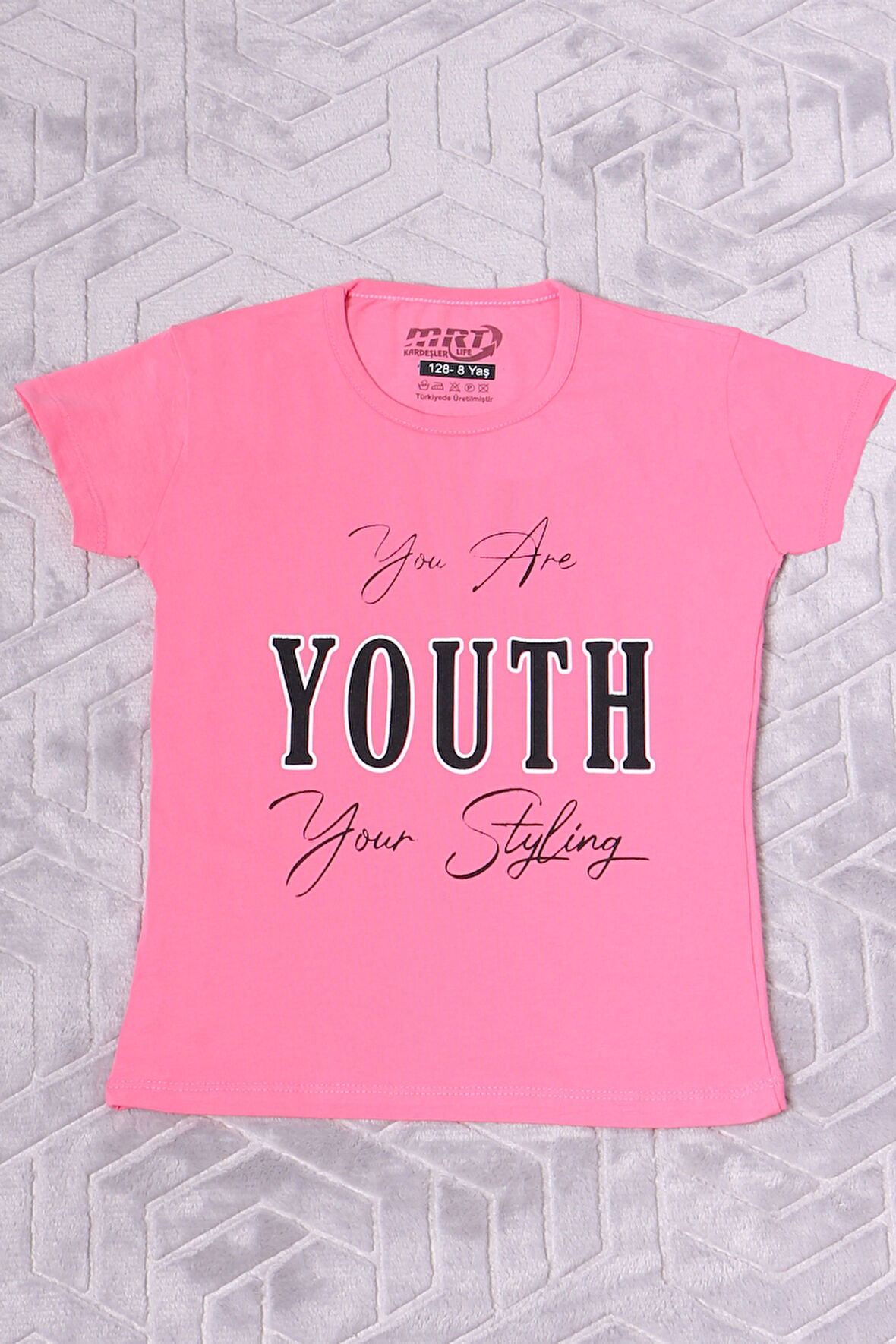 KIZ ÇOCUK TSHİRT YOUTH BASKILI BİSİKLET YAKA C39